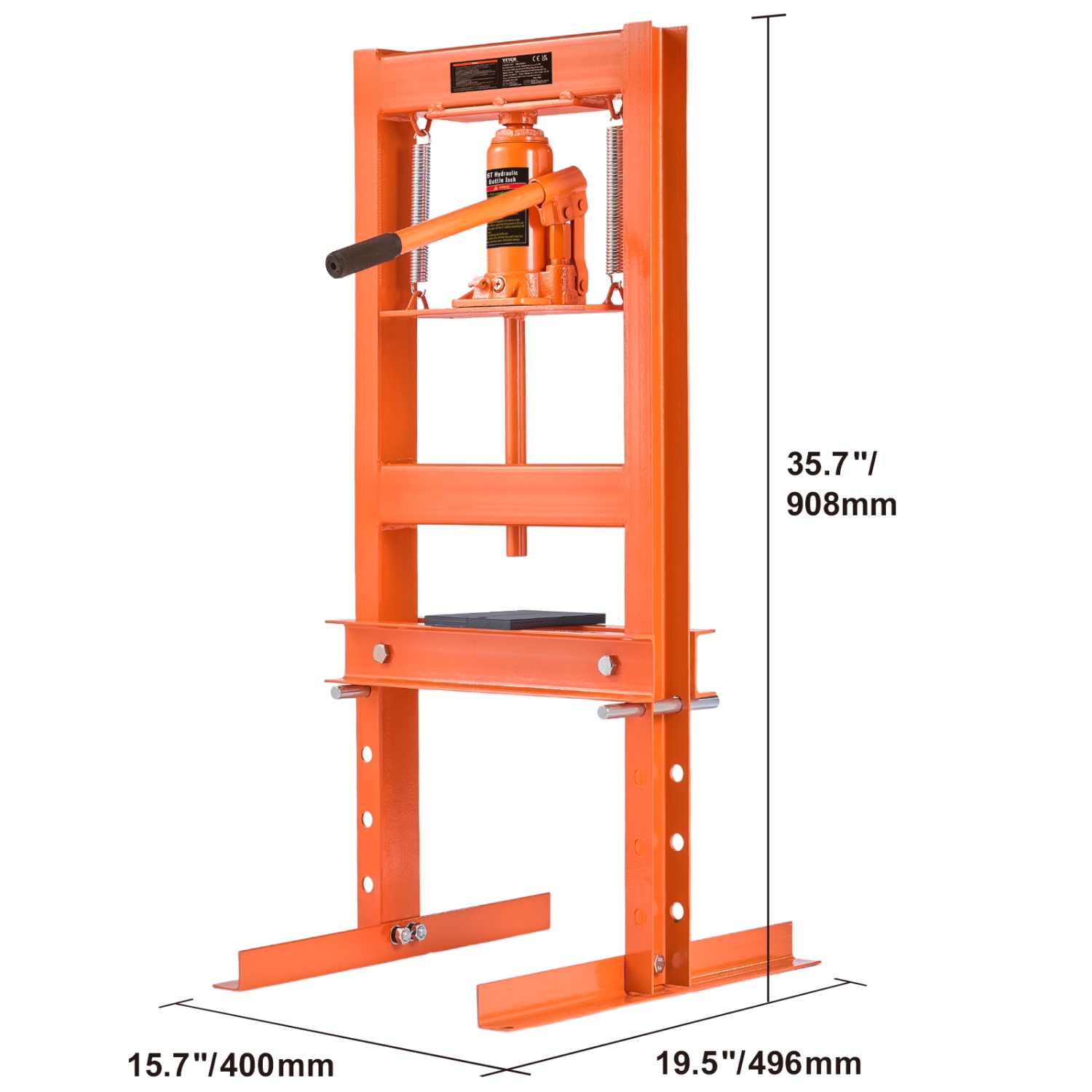 VEVOR 6 Ton Hydraulic Shop Press, H-Frame Hydraulic Garage/Shop Floor Press, Adjustable Shop Press with Press Plates, Heavy Duty Hydraulic Press for