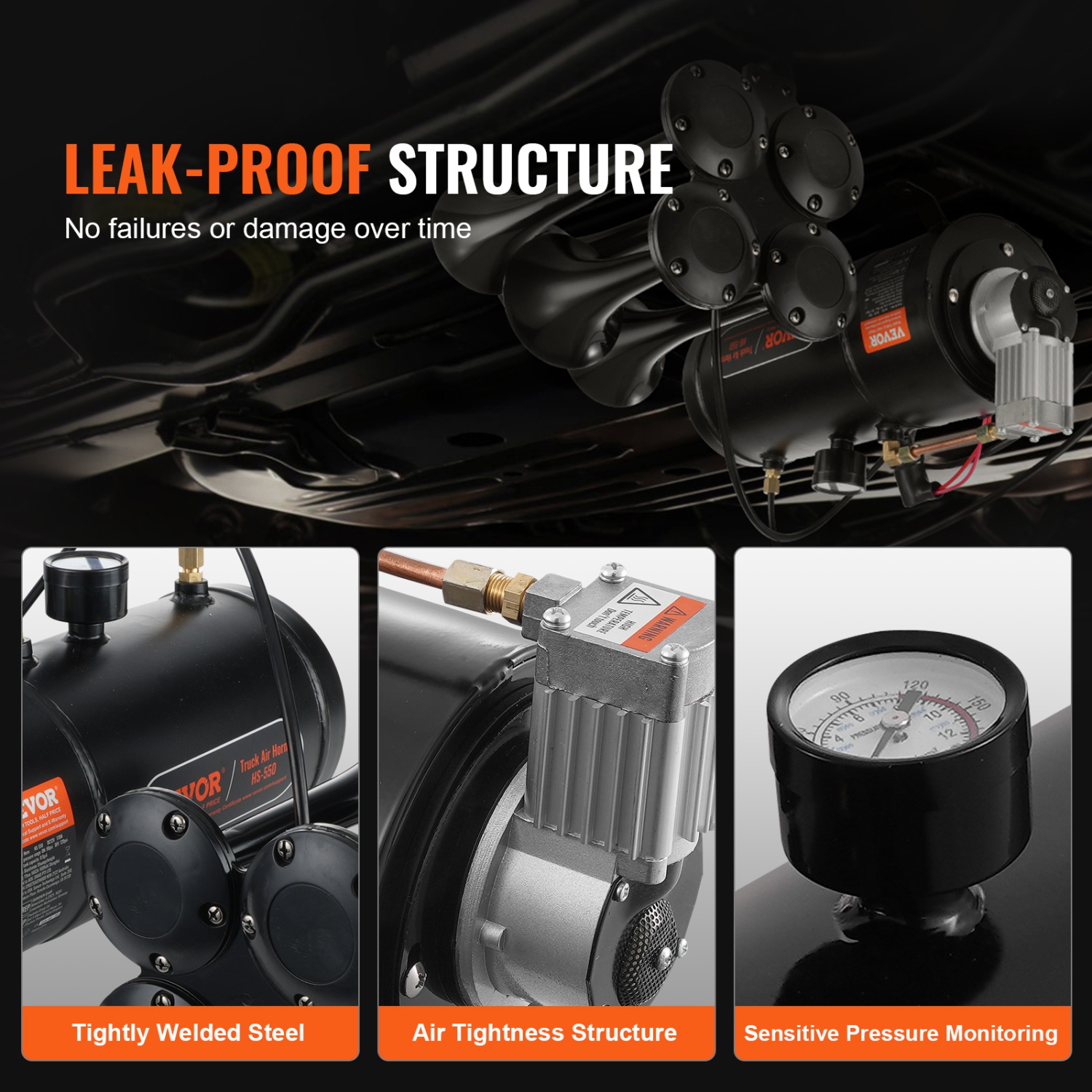 VEVOR 12V Air Compressor with Tank 0.8 Gallon/3 L, Train Horn Air Compressor, 120 psi Working Pressure Onboard Air Compressor System for Train Air