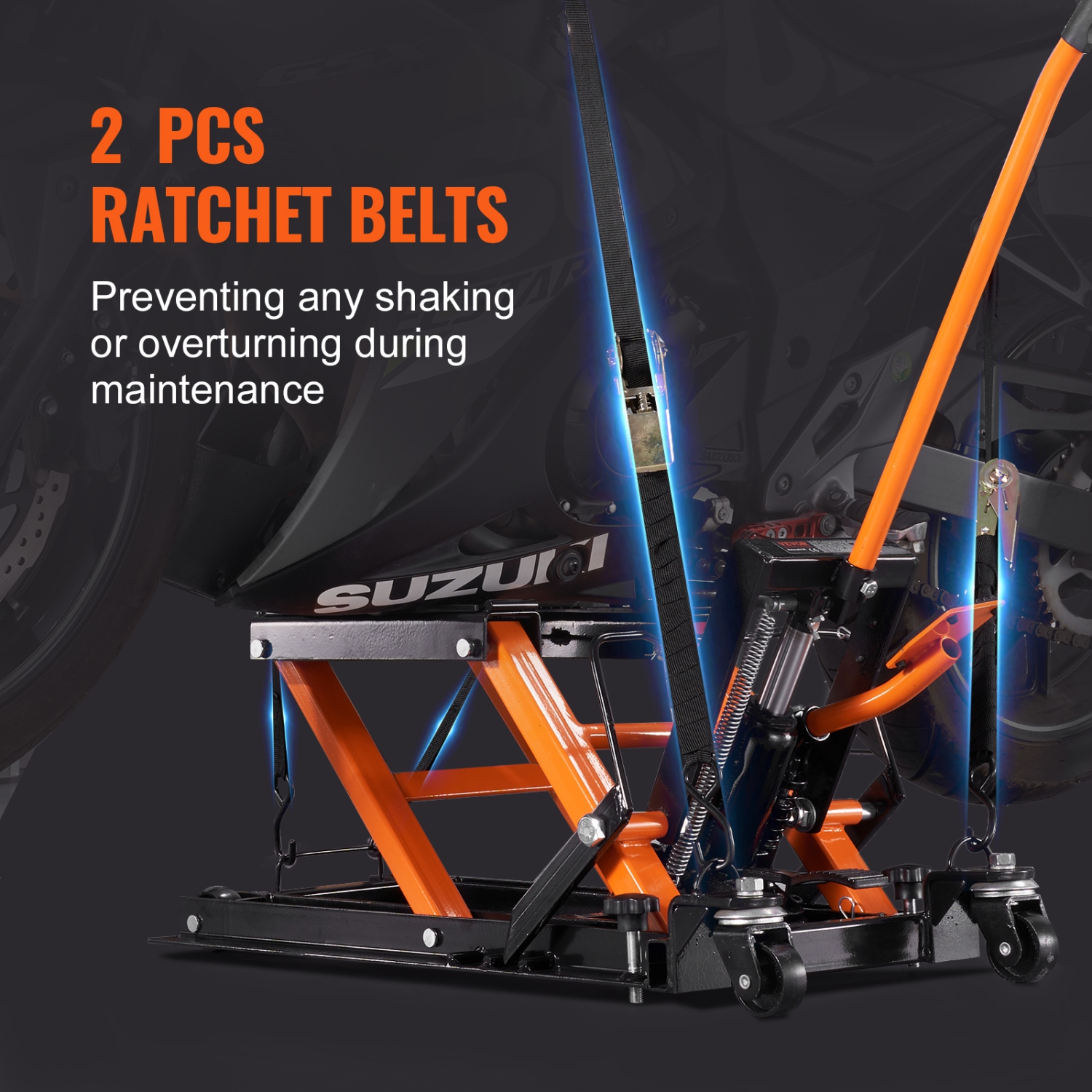 VEVOR Hydraulic Motorcycle Lift Jack, 1500 LBS Capacity ATV Scissor Lift Jack, Portable Motorcycle Lift Table with 4 Wheels, Hydraulic Foot-Operated