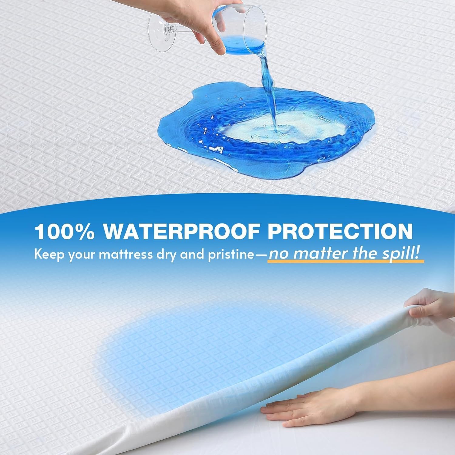 Full Mattress Protector, 100% Waterproof Mattress Cover Full Size Bed, 3D Air Fabric Cooling Full Mattress Pad Fitted 8-21" Deep Pocket, Soft