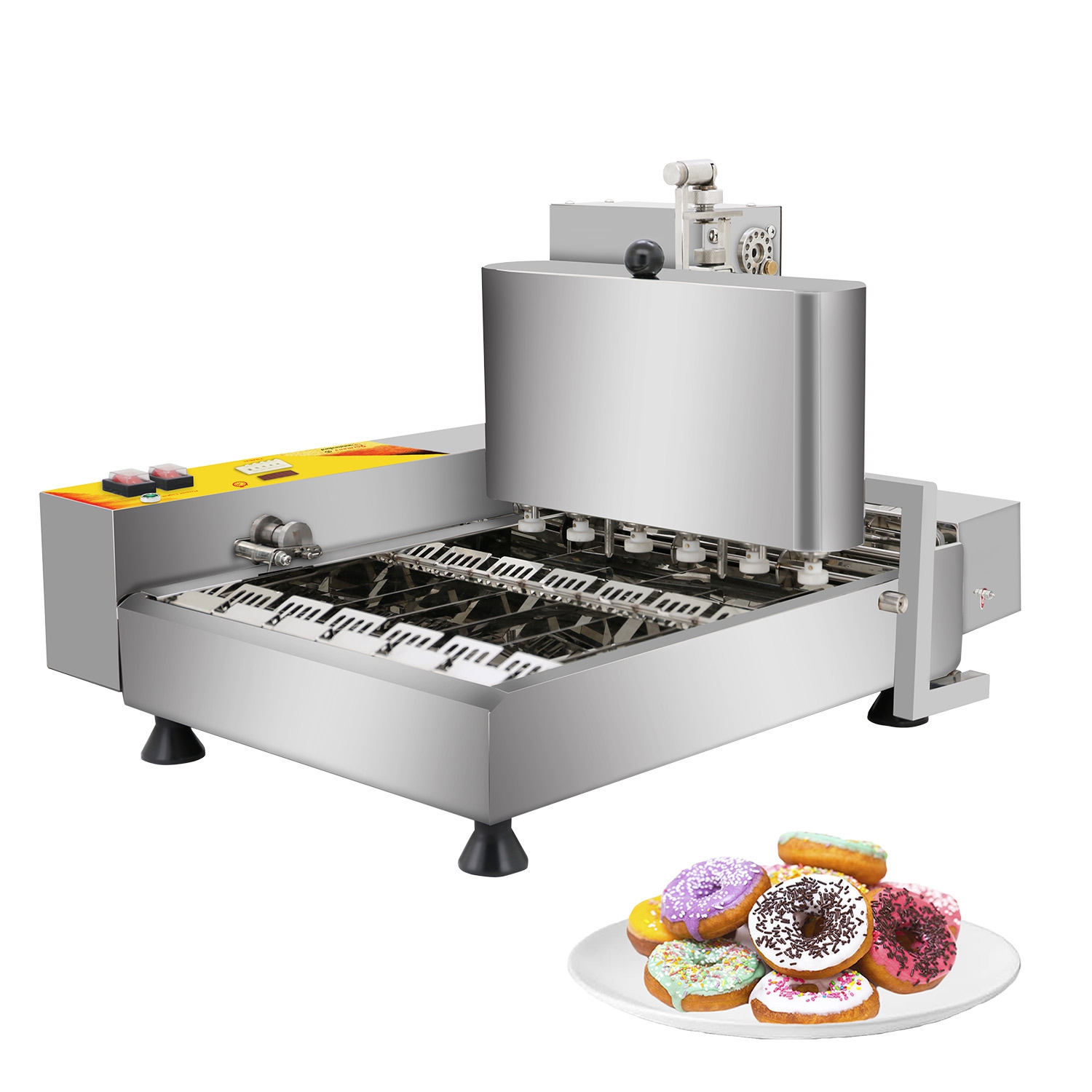 AP-06 Mini Donut Maker Commercial | Automatic Doughnut Frying Machine with 6 Rows | Stainless Steel | 110V