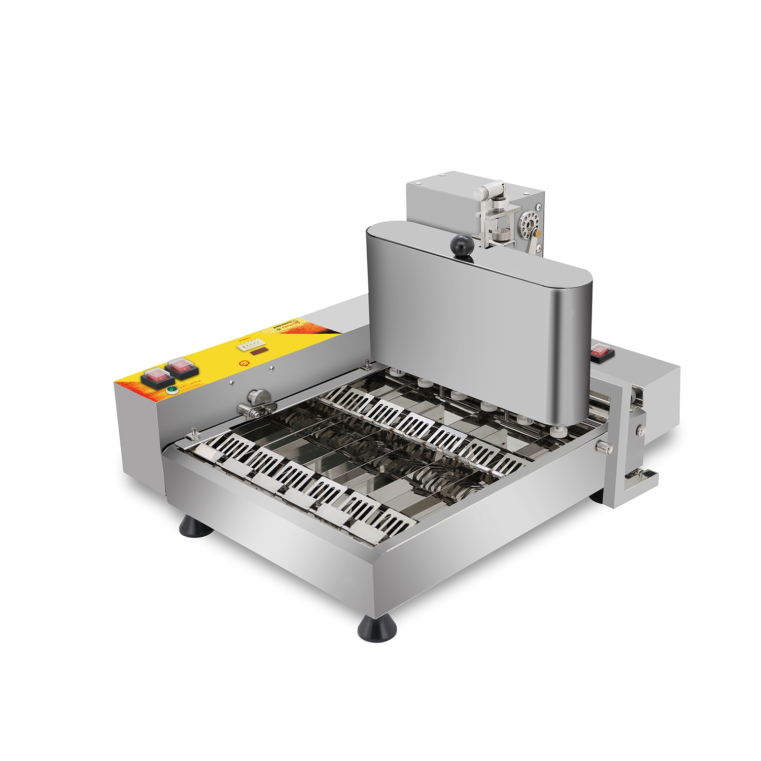 AP-06 Mini Donut Maker Commercial | Automatic Doughnut Frying Machine with 6 Rows | Stainless Steel | 110V