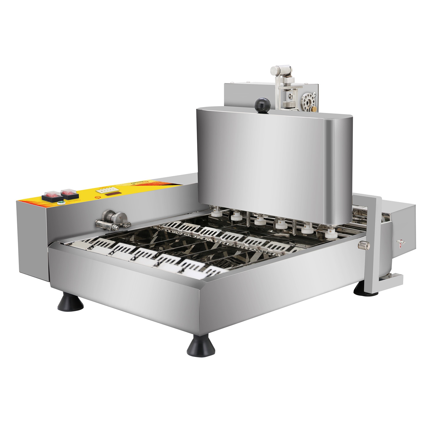 AP-06 Mini Donut Maker Commercial | Automatic Doughnut Frying Machine with 6 Rows | Stainless Steel | 110V