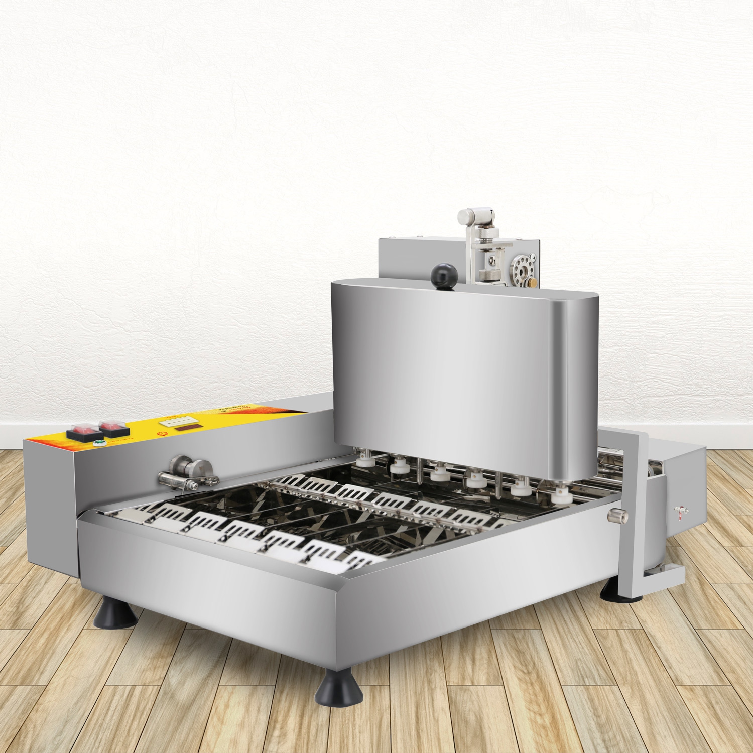 AP-06 Mini Donut Maker Commercial | Automatic Doughnut Frying Machine with 6 Rows | Stainless Steel | 110V