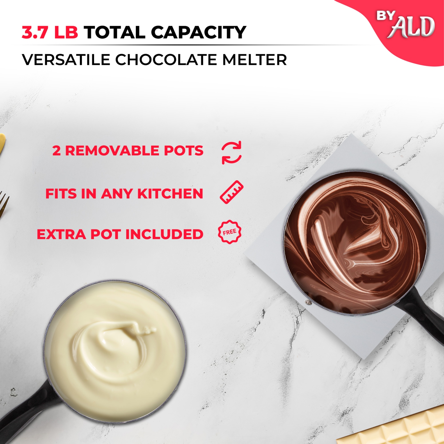 AR-D20049 Chocolate Melting Machine | Professional Tempering Pot | Electric Fondue | 110V
