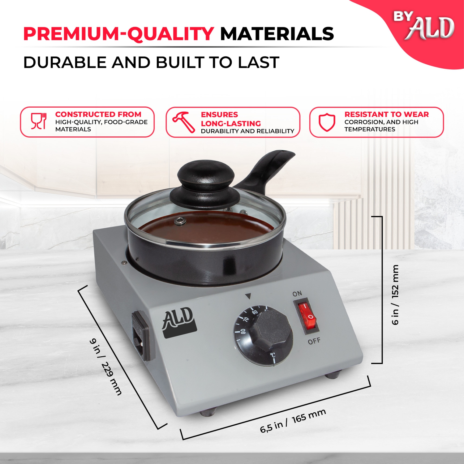 AR-D20049 Chocolate Melting Machine | Professional Tempering Pot | Electric Fondue | 110V