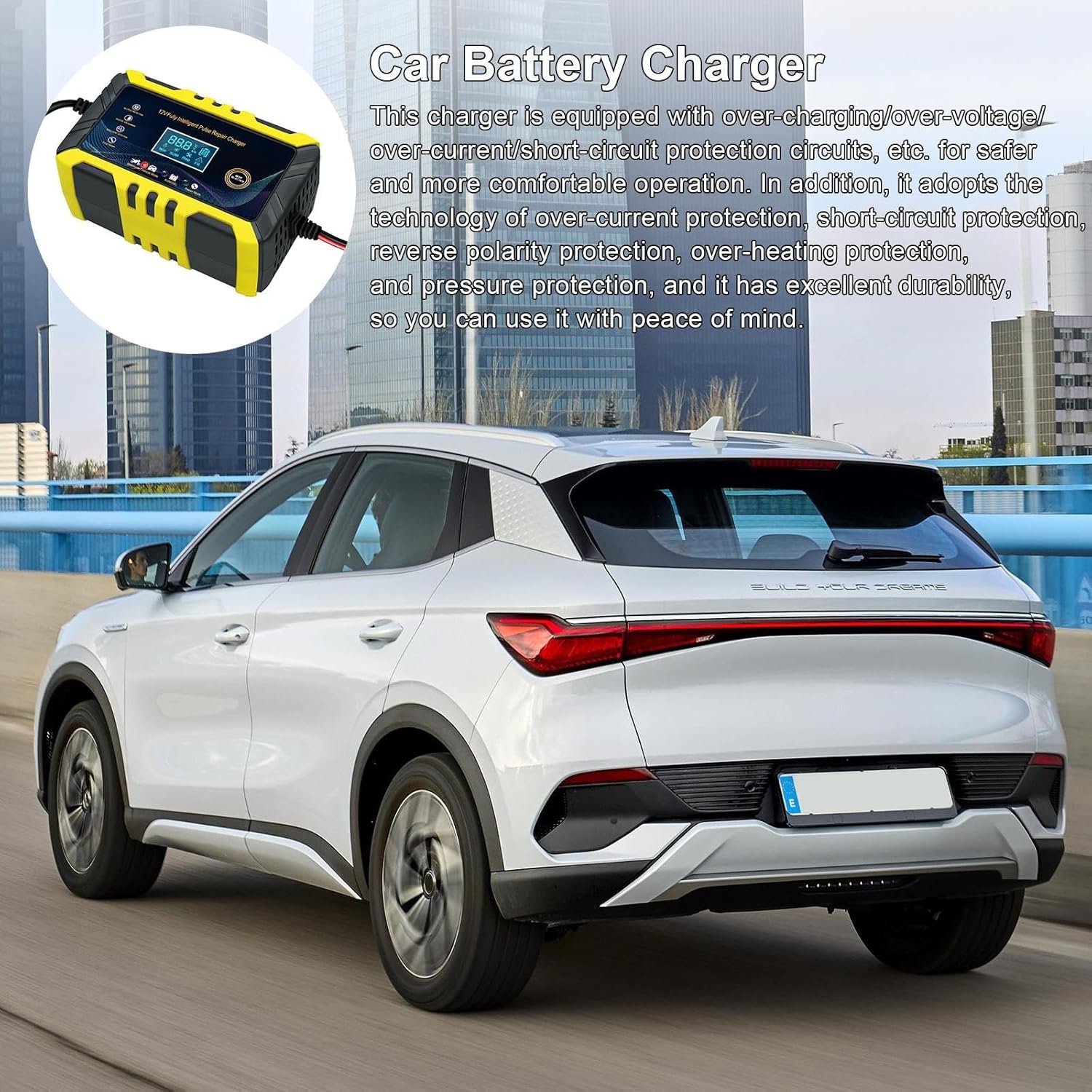 Car Battery Charger - Energy Saving Battery Maintainer | Automatic Battery Charger with Safety Protection