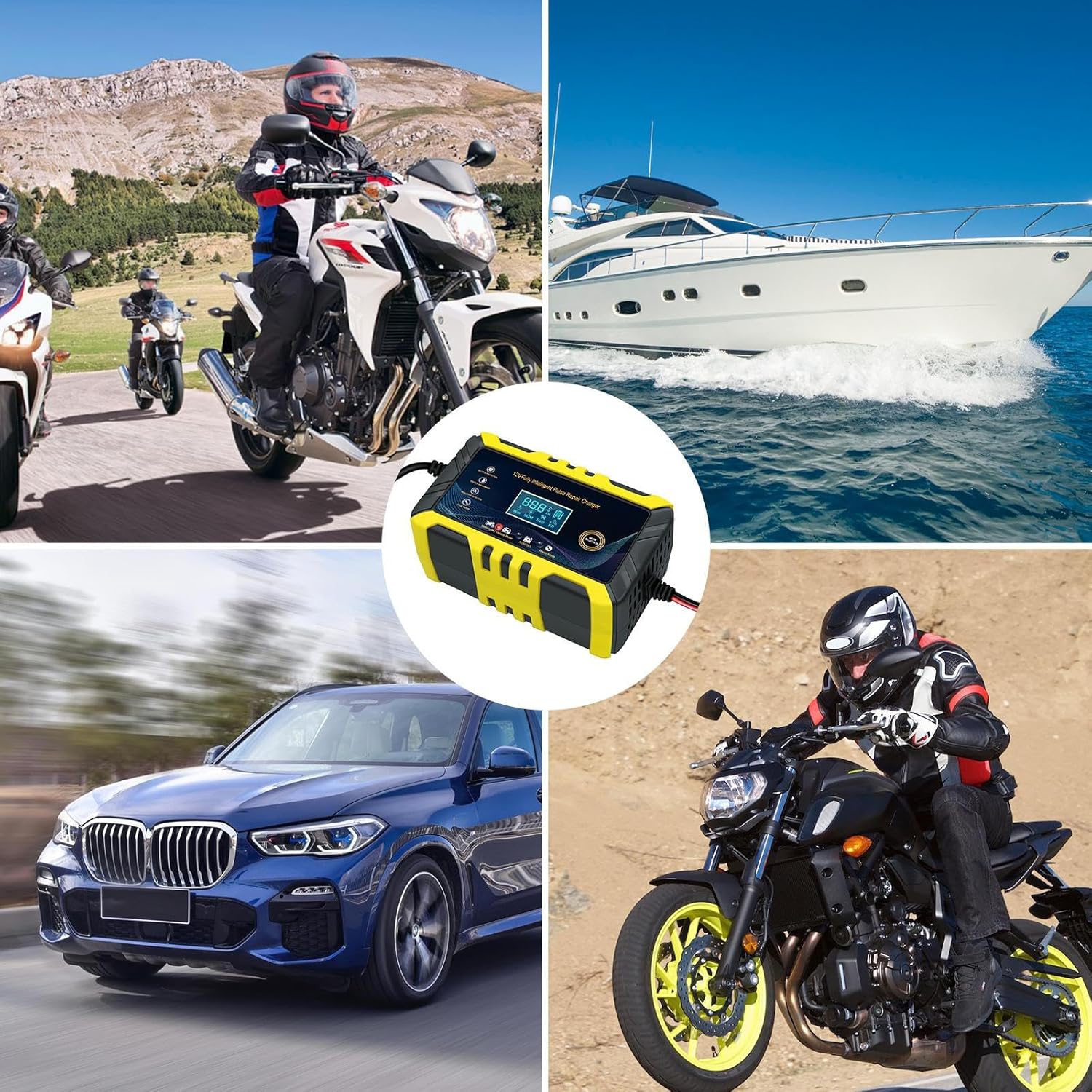 Car Battery Charger - Energy Saving Battery Maintainer | Automatic Battery Charger with Safety Protection