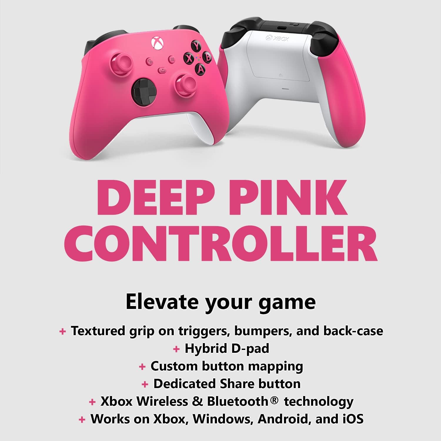 Manette de jeu sans fil Xbox boîte ouverte – Rose foncé – Xbox Series X|S, Xbox One, PC Windows, Android et iOS