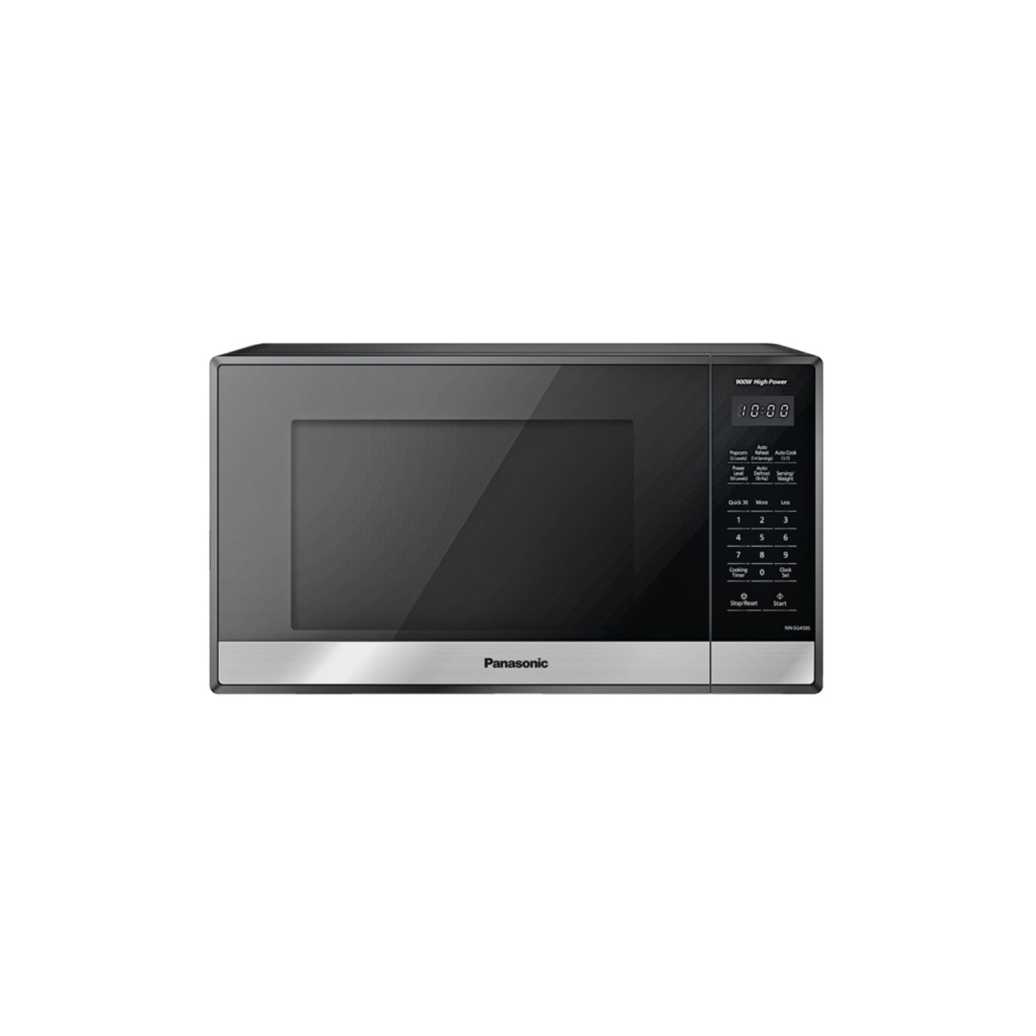 Refurbished Good-Panasonic NNSG458SC Compact 900W Microwave Oven, Black Stainless Steel, Child lock