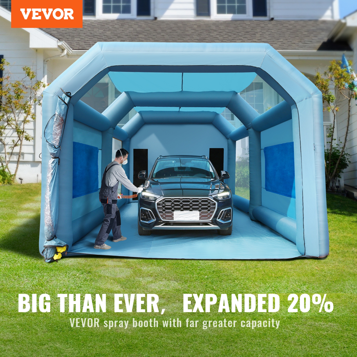 VEVOR 23x13x8.5ft Inflatable Paint Booth, Inflatable Spray Booth, High Powerful 480W+750W Blowers Spray Booth Tent, Car Paint Tent Air Filter System