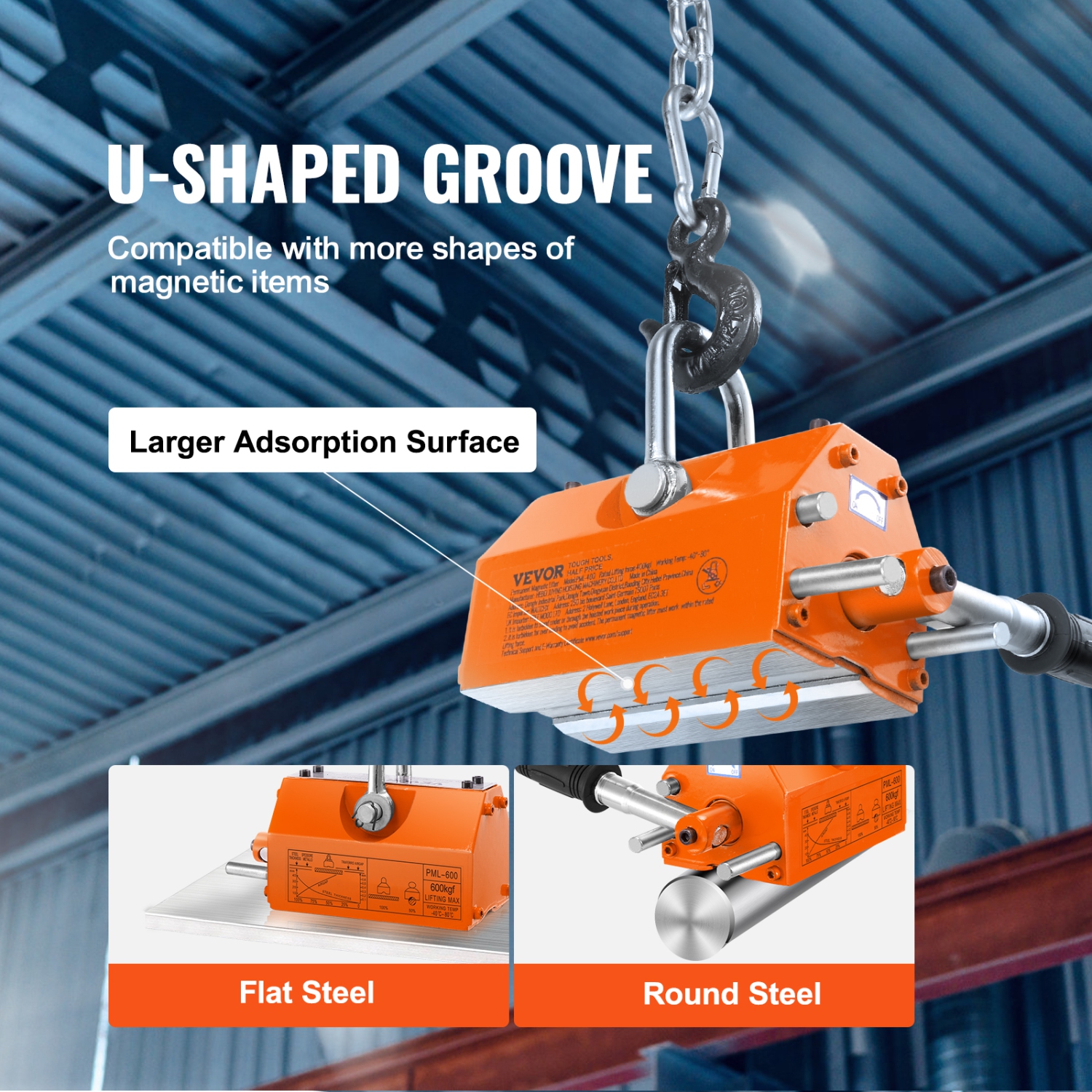 1320 Lbs Lifting Magnet - 600kg Permanent Magnetic Lifter For Steel Plates & Blocks