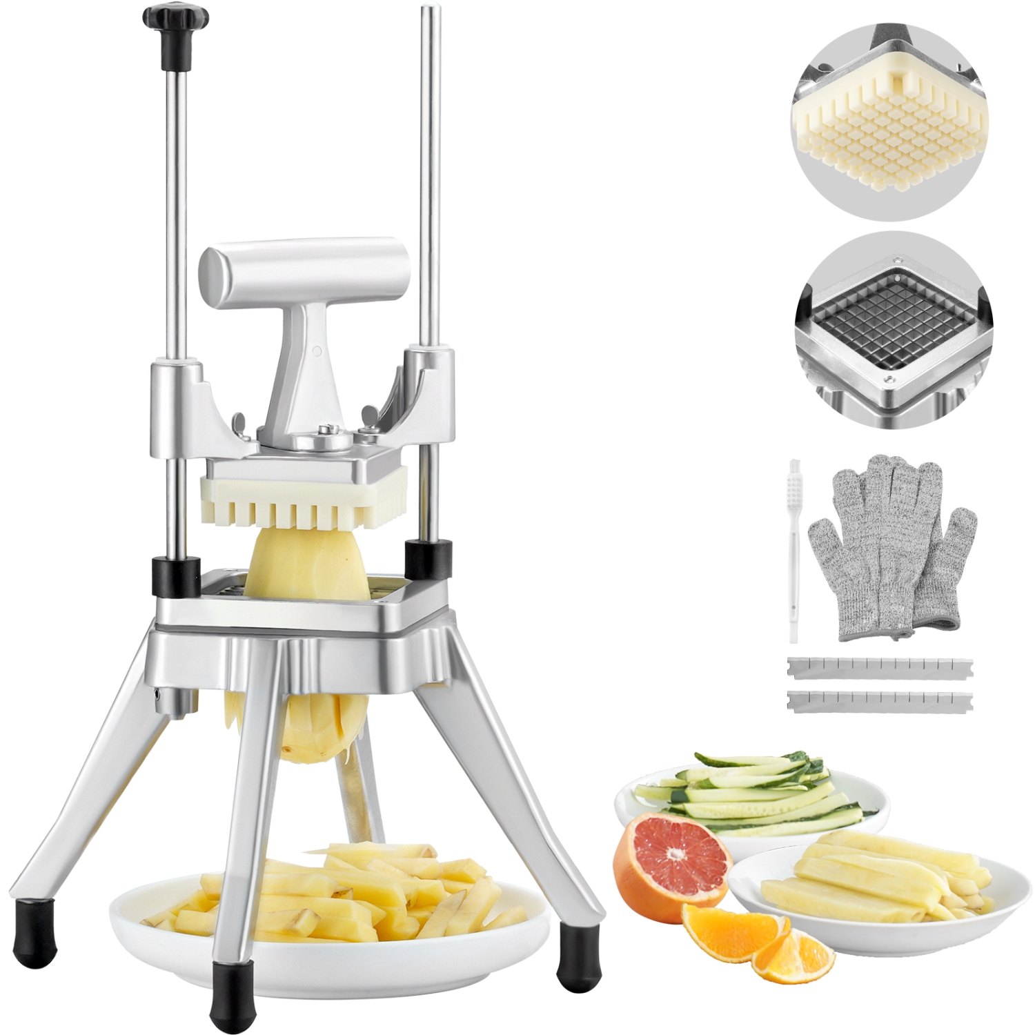 VEVOR Commercial Vegetable Fruit Chopper 3/8″ Blade Heavy Duty Professional Food Dicer Kattex French Fry Cutter Onion Slicer Stainless Steel for