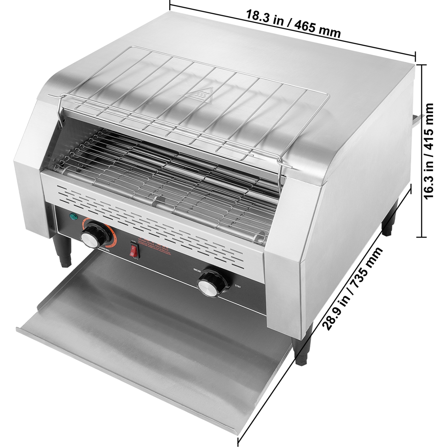 VEVOR Commercial Conveyor Toaster, 450 Slices/Hour Conveyor Belt Toaster, Heavy Duty Stainless Steel Commercial Toaster Oven, Electric Restaurant