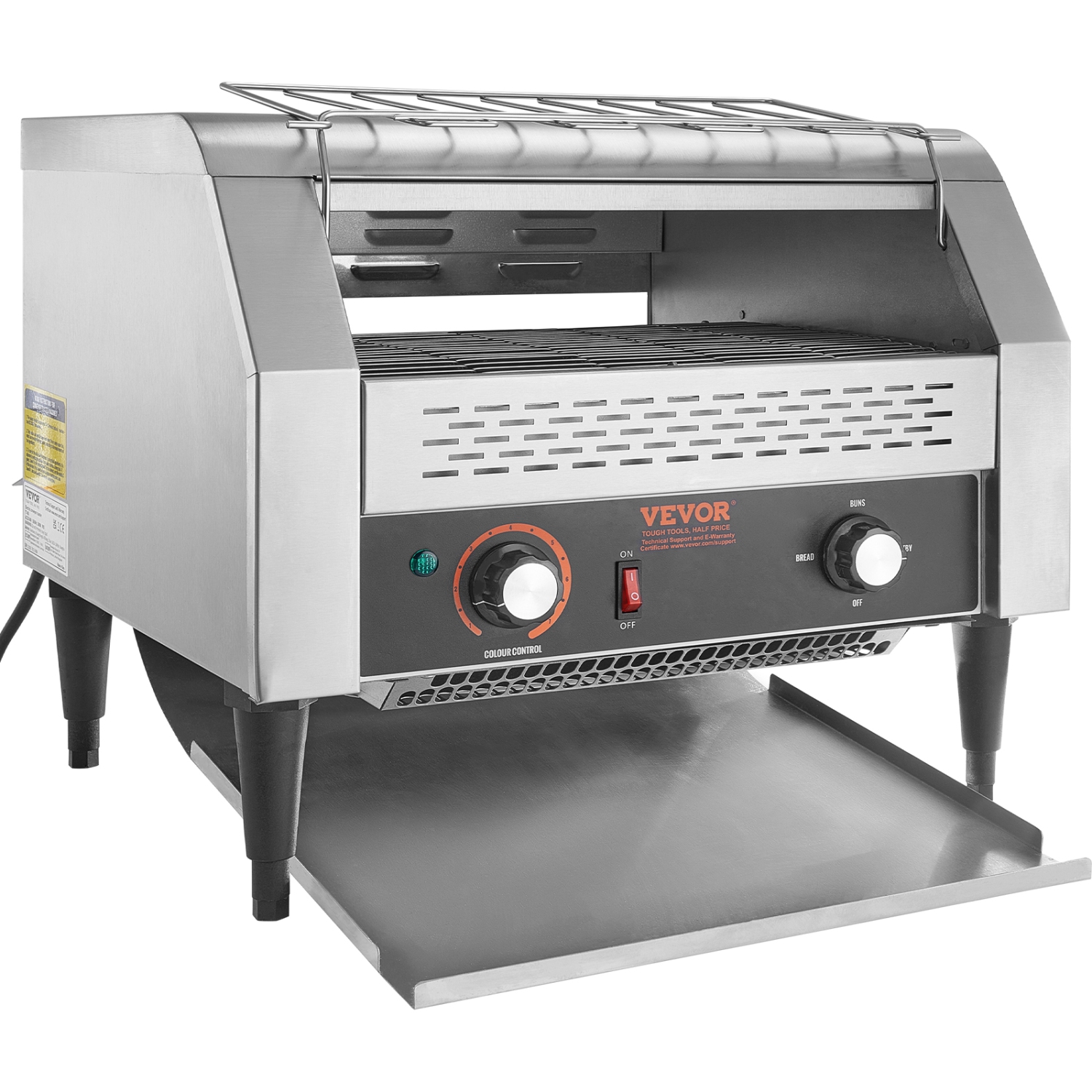 VEVOR Commercial Conveyor Toaster, 450 Slices/Hour Conveyor Belt Toaster, Heavy Duty Stainless Steel Commercial Toaster Oven, Electric Restaurant