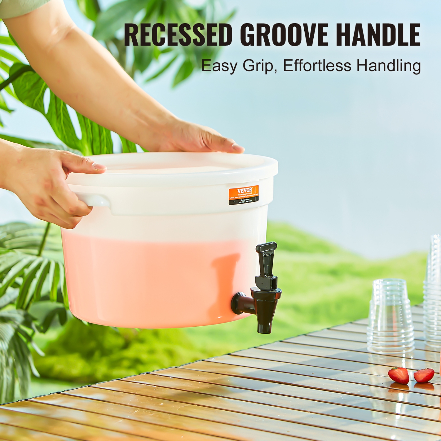 VEVOR 3 Gallon Beverage Dispenser, Drink Dispensers for Parties, Plastic Juice Dispenser with Spigot and Lid, Iced Tea Lemonade Juice Water