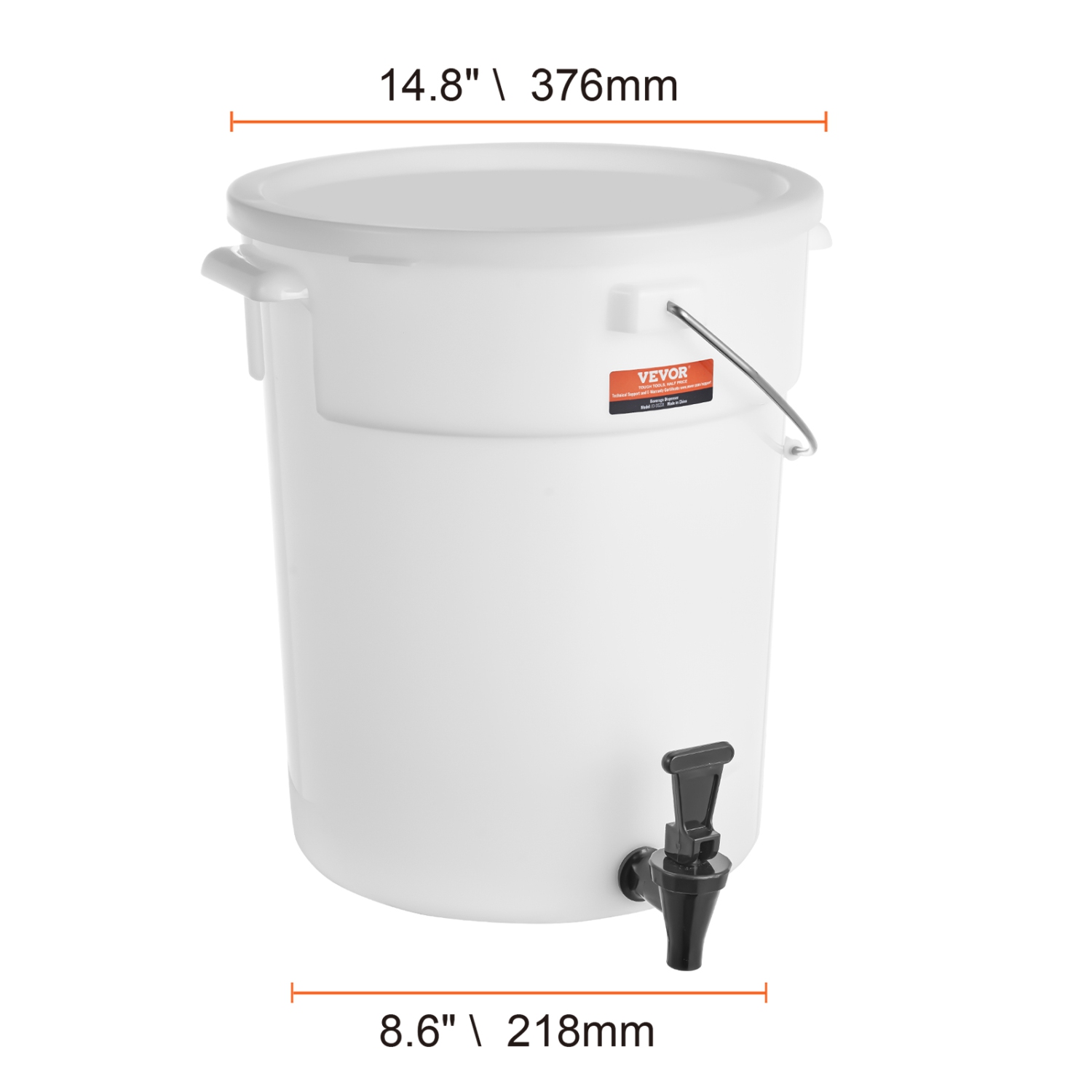 VEVOR 5 Gallon Beverage Dispenser, Drink Dispensers for Parties, Plastic Juice Dispenser with Spigot and Lid, Iced Tea Lemonade Juice Water