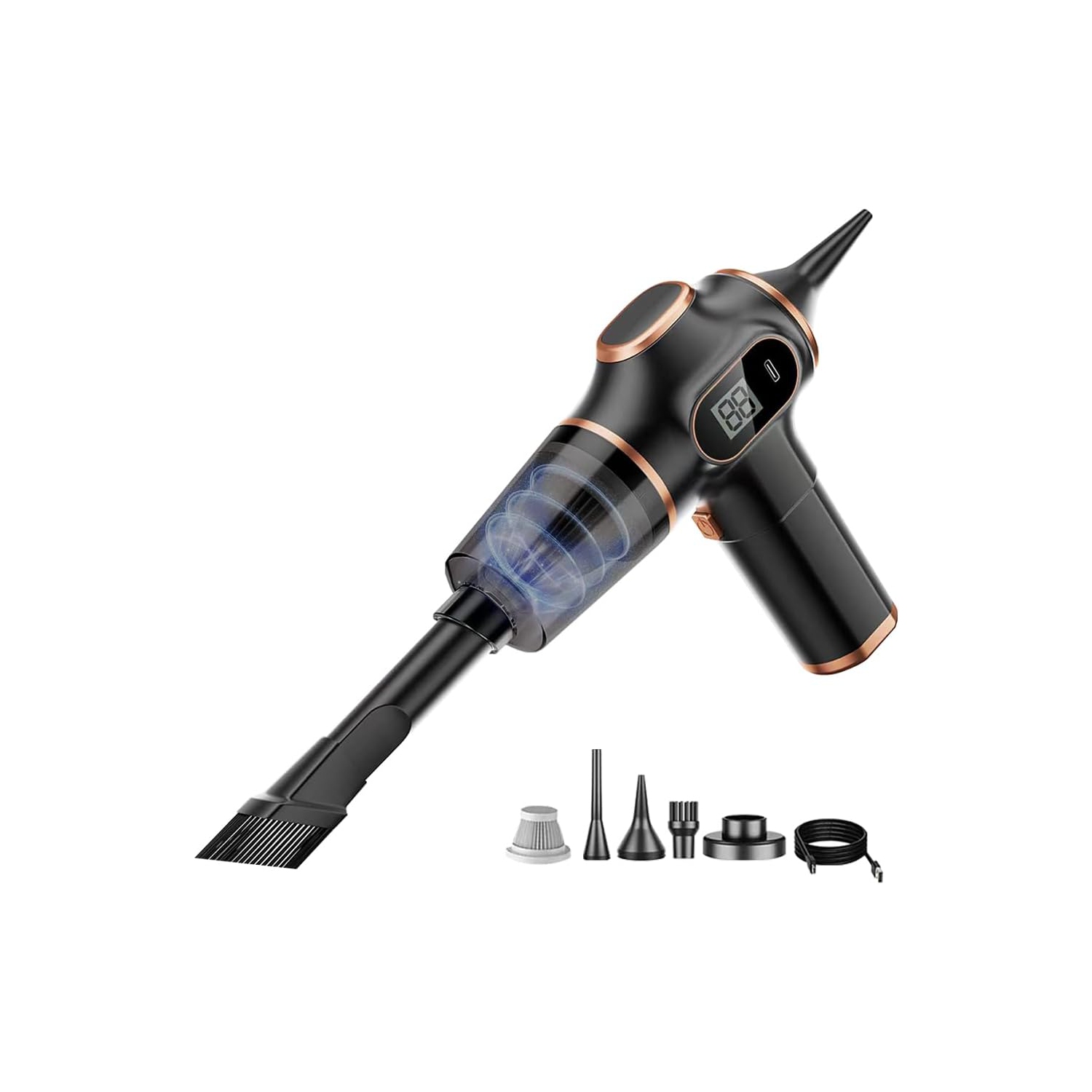 Mini aspirateur portatif avec écran LED, friteuse à air chaud avec embouts multiples pour poils d'animaux dans le bureau à domicile