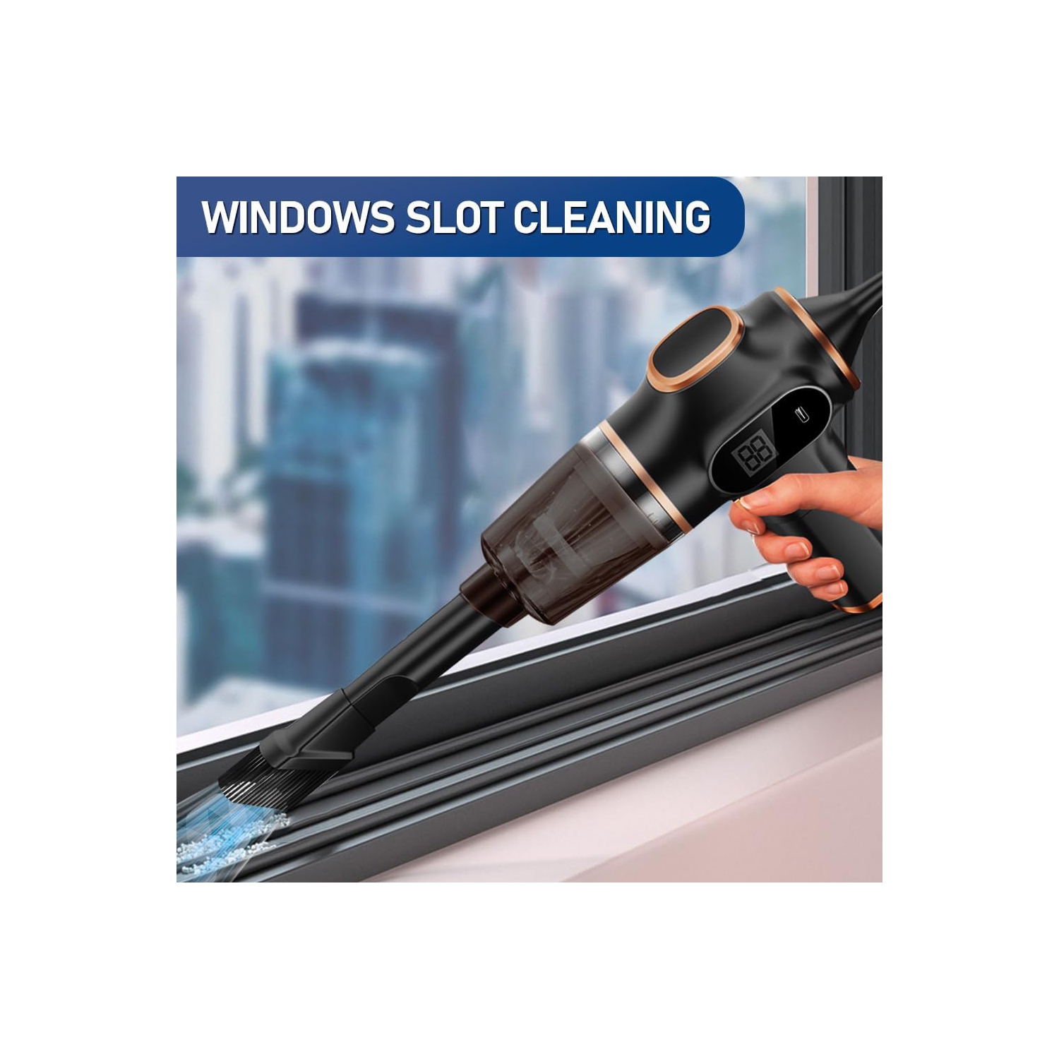 Mini aspirateur portatif avec écran LED, friteuse à air chaud avec embouts multiples pour poils d'animaux dans le bureau à domicile