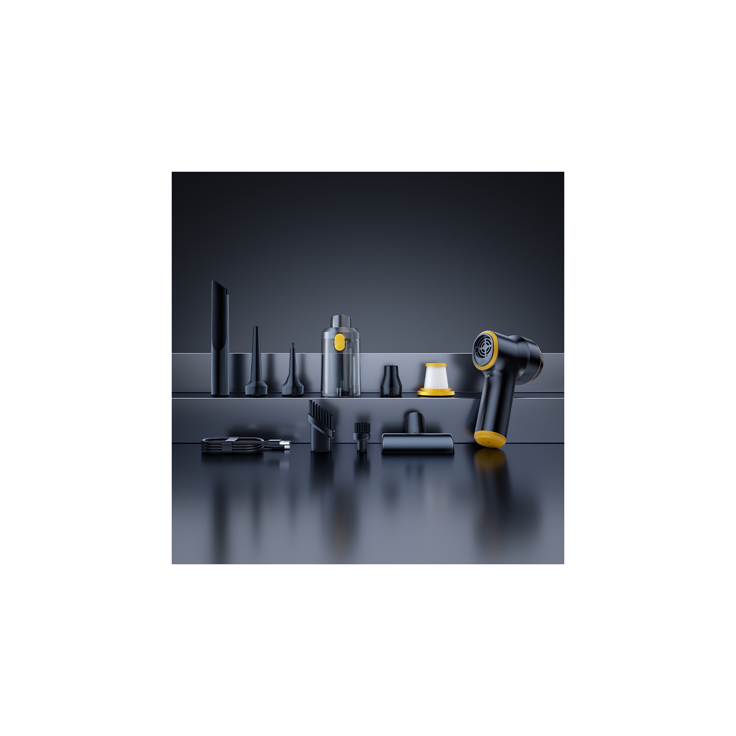 Portable wireless car vacuum cleaner, high power, strong suction, handheld vacuum cleaner, car supplies - silver and black