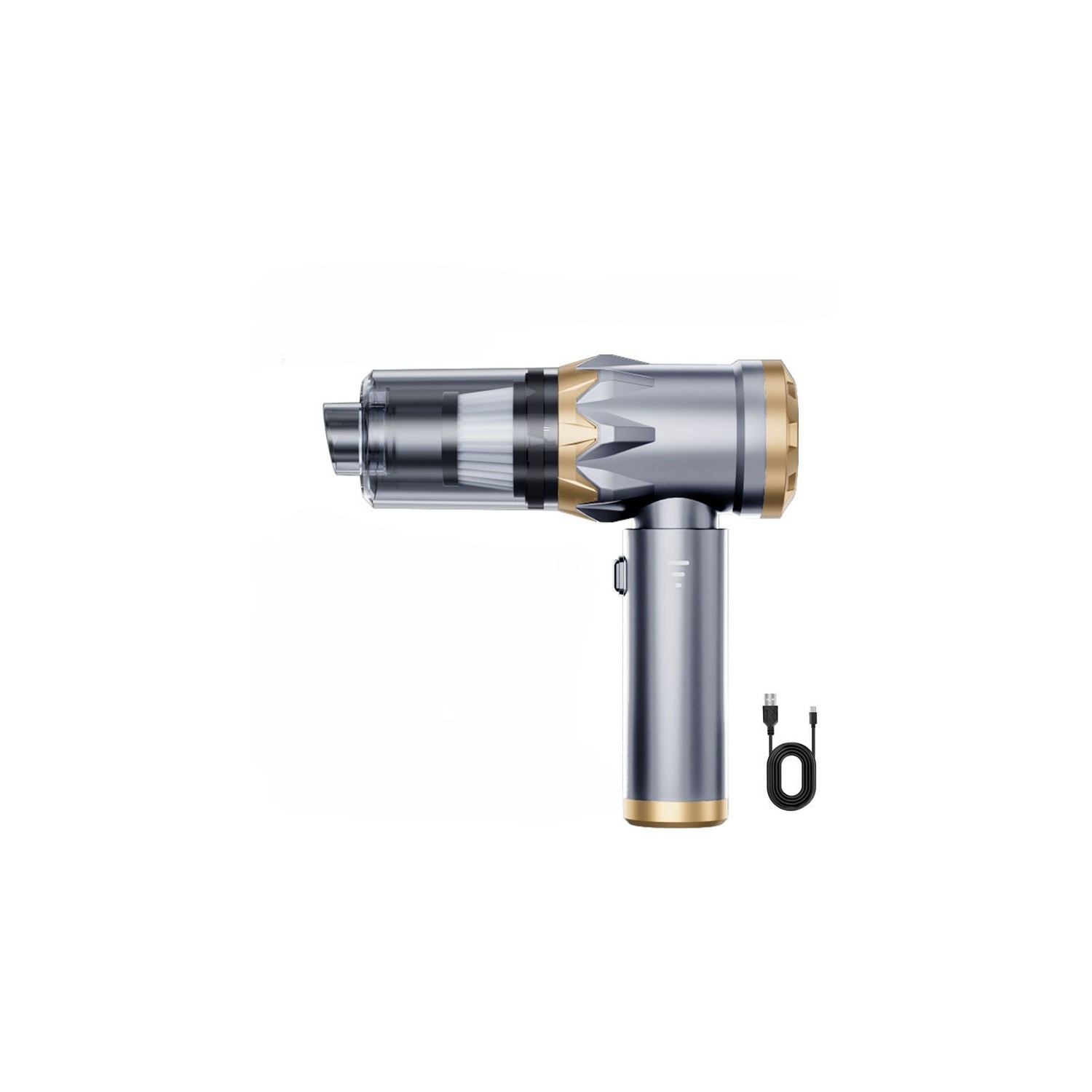 Portable wireless car vacuum cleaner, high power, strong suction, handheld vacuum cleaner, automotive supplies - gold gray