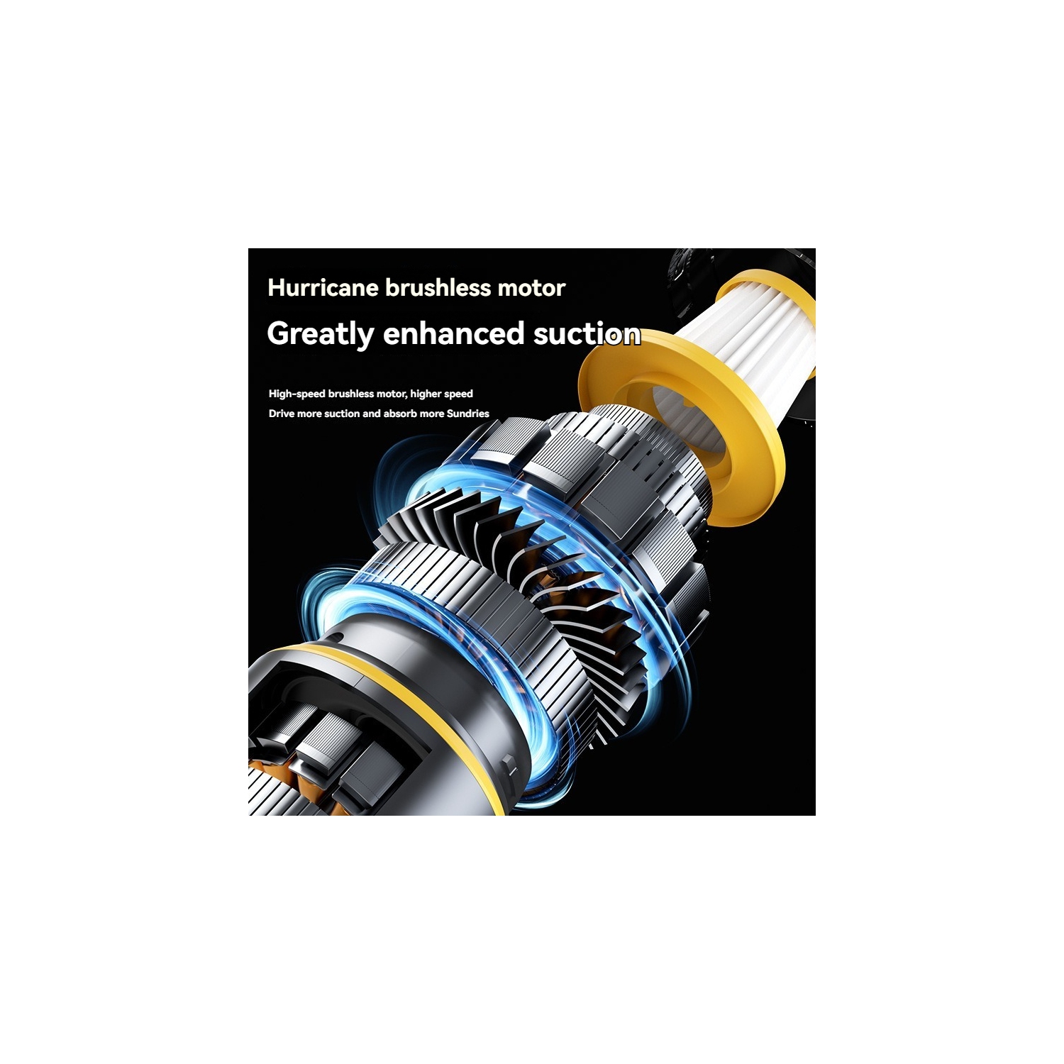 Portable wireless car vacuum cleaner, high power, strong suction, handheld vacuum cleaner, car supplies - Black Gold