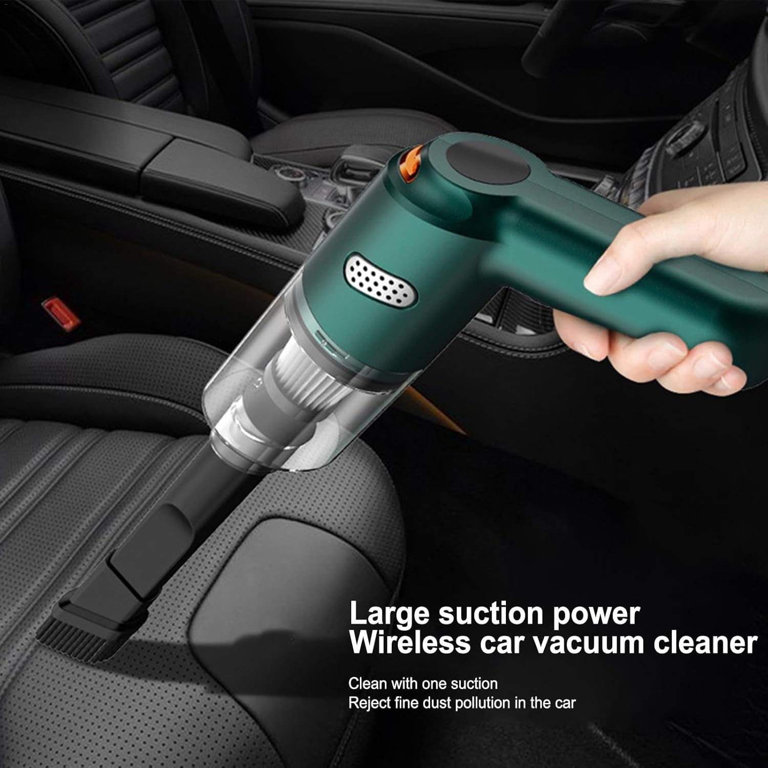 Car vacuum cleaner car wireless charging car home handheld small car mini high power suction——Green
