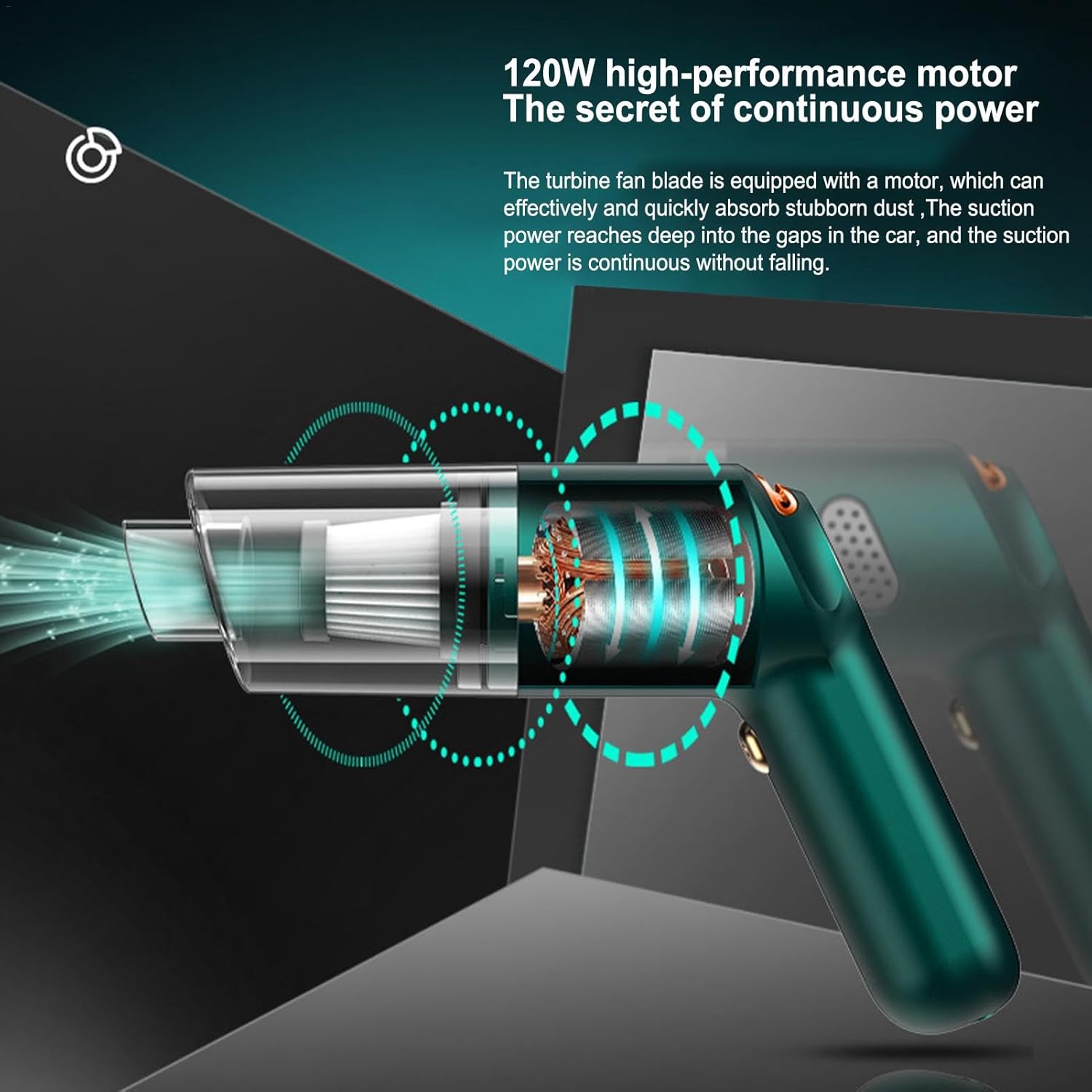 Car vacuum cleaner car wireless charging car home handheld small car mini high power suction——Green