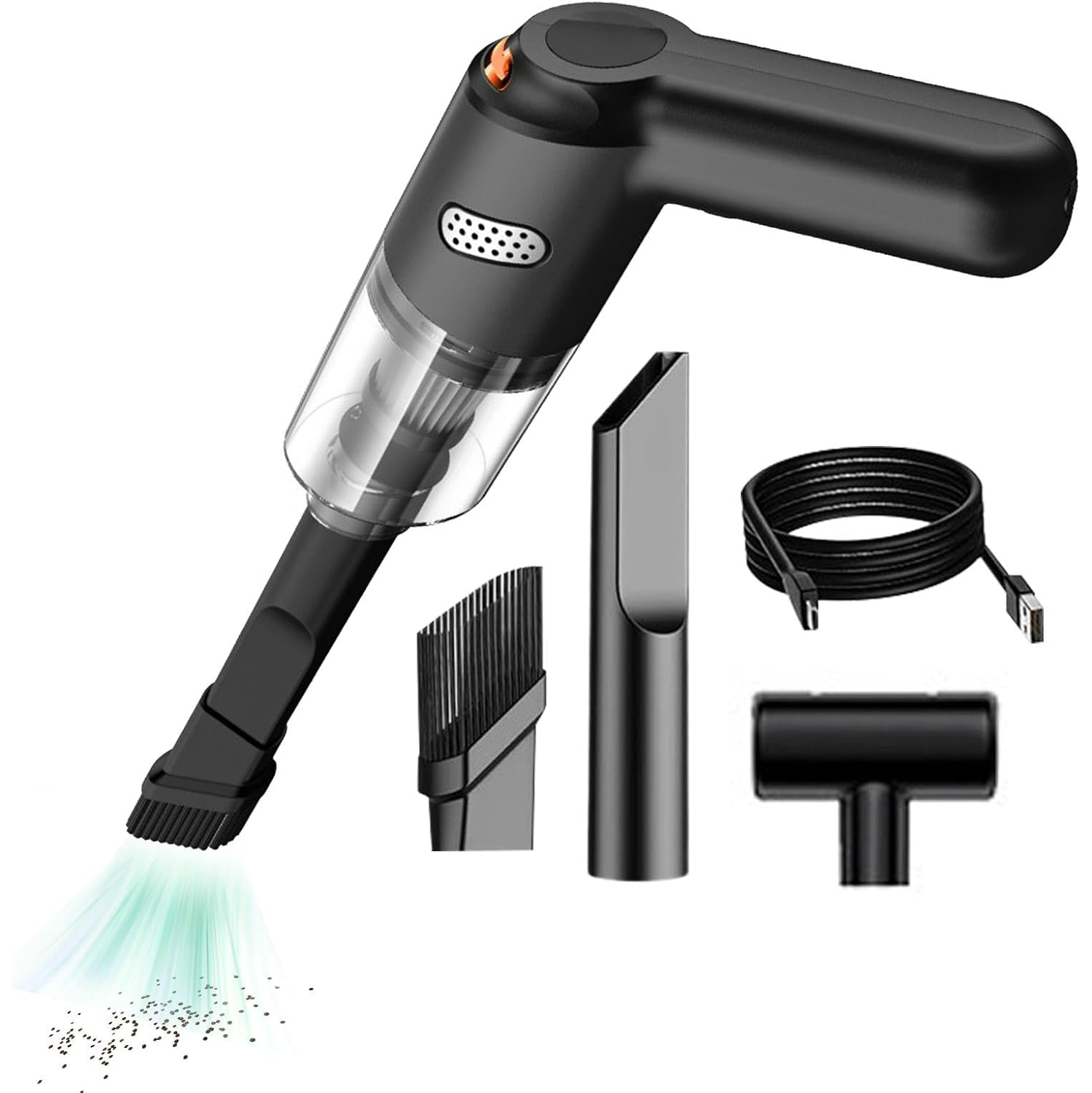 Car vacuum cleaner car wireless charging car home handheld small car mini high power suction——Black