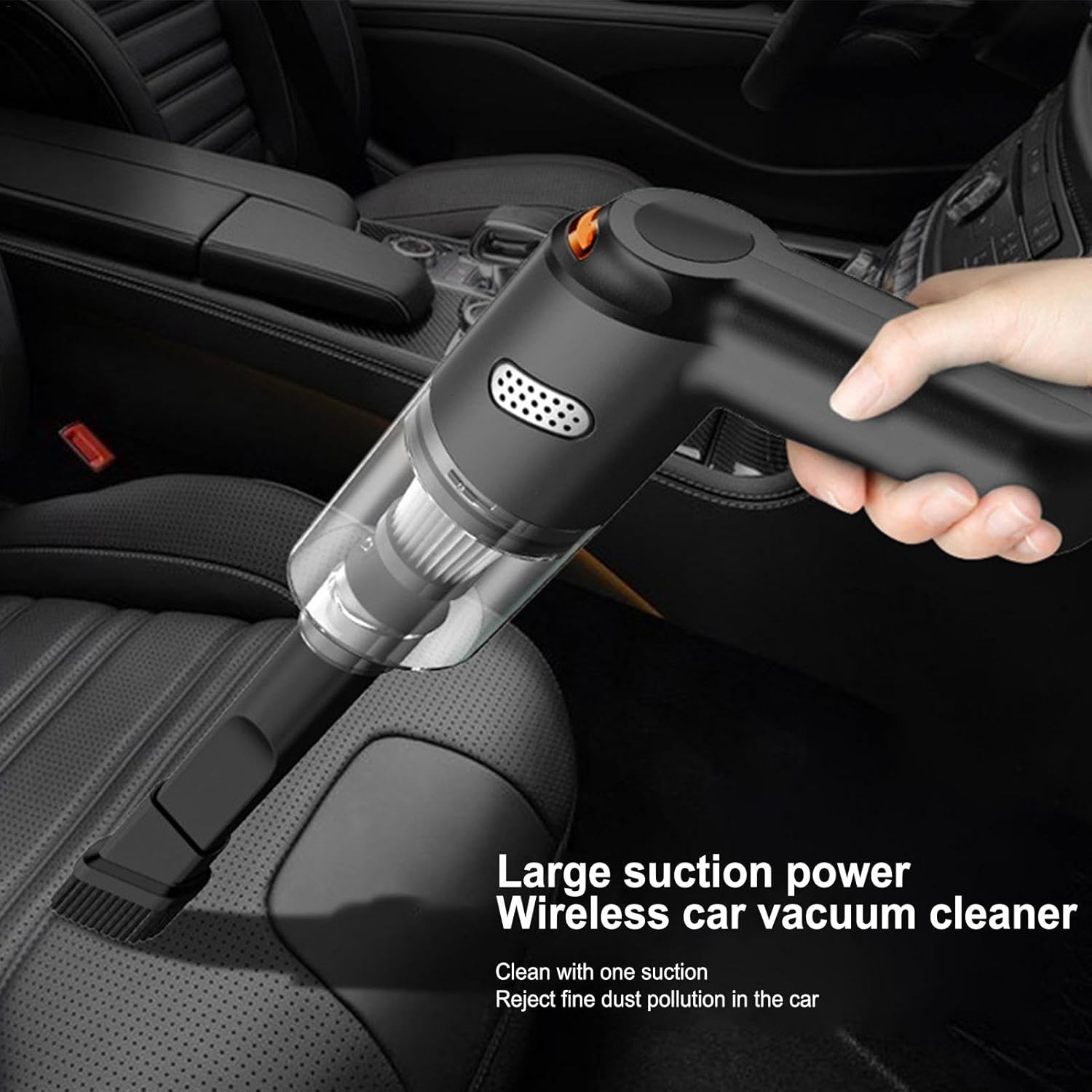 Car vacuum cleaner car wireless charging car home handheld small car mini high power suction——Black