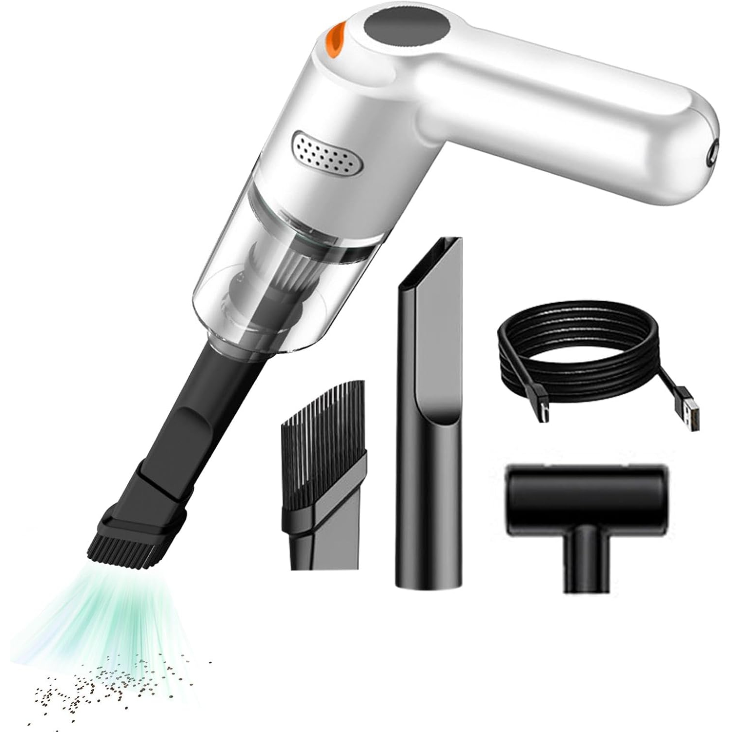 Aspirateur pour l'auto Chargement sans fil Voiture Maison portative Petite voiture Mini aspiration haute puissance — Blanc