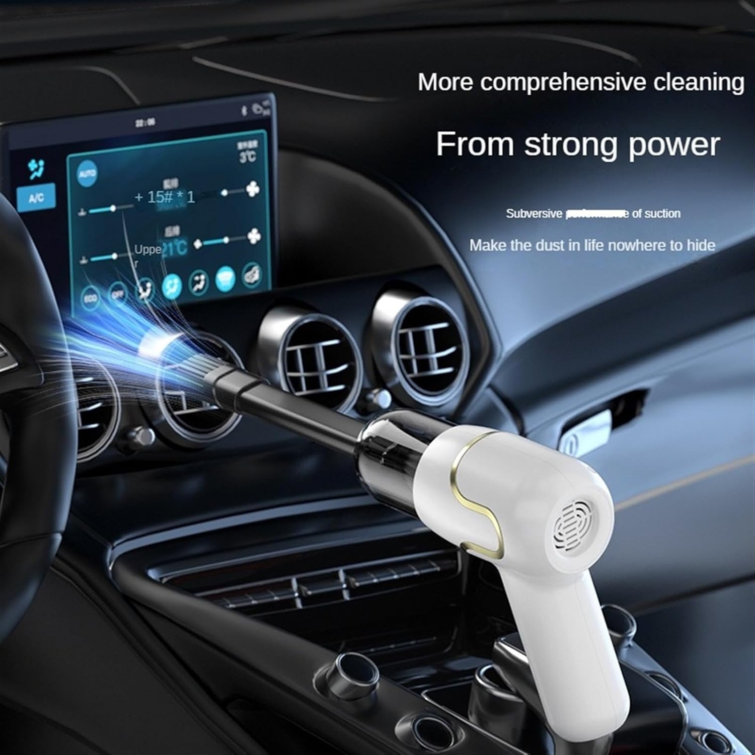 Car Vacuum Cleaner 3 in 1 Wireless Charging High Power Vacuum Cleaner Car and Home Dual Use Handheld Vacuum Cleaner with High Suction Power - White