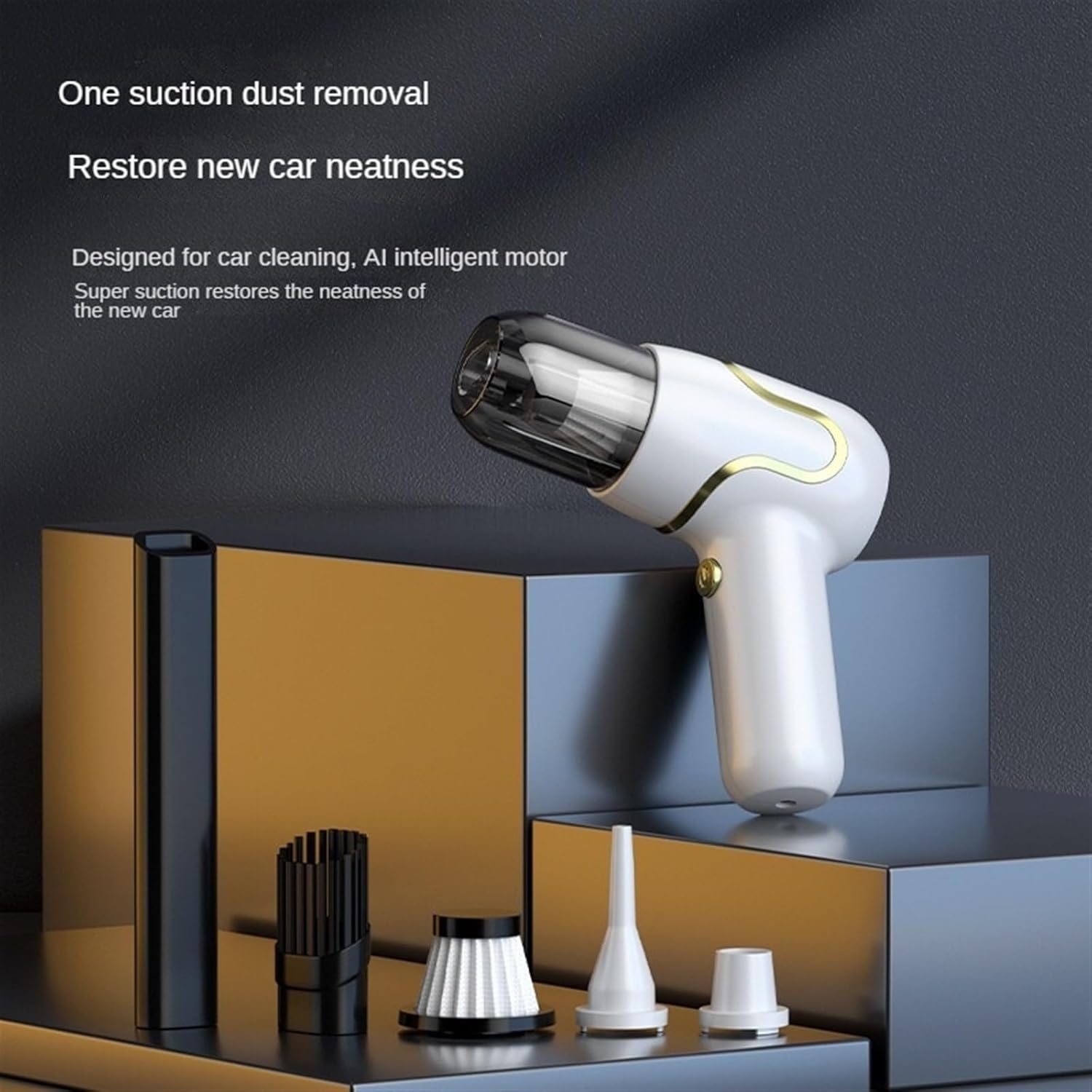 Car Vacuum Cleaner 3 in 1 Wireless Charging High Power Vacuum Cleaner Car and Home Dual Use Handheld Vacuum Cleaner with High Suction Power - White