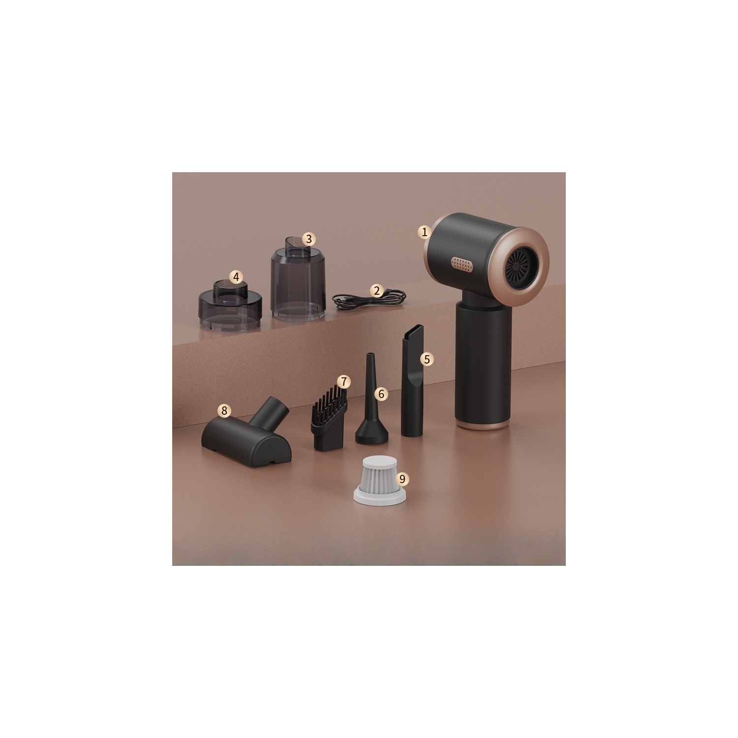 Blowing and suction integrated car vacuum cleaner, home and car dual-purpose mini dust collector, strong suction power, wireless handheld portable