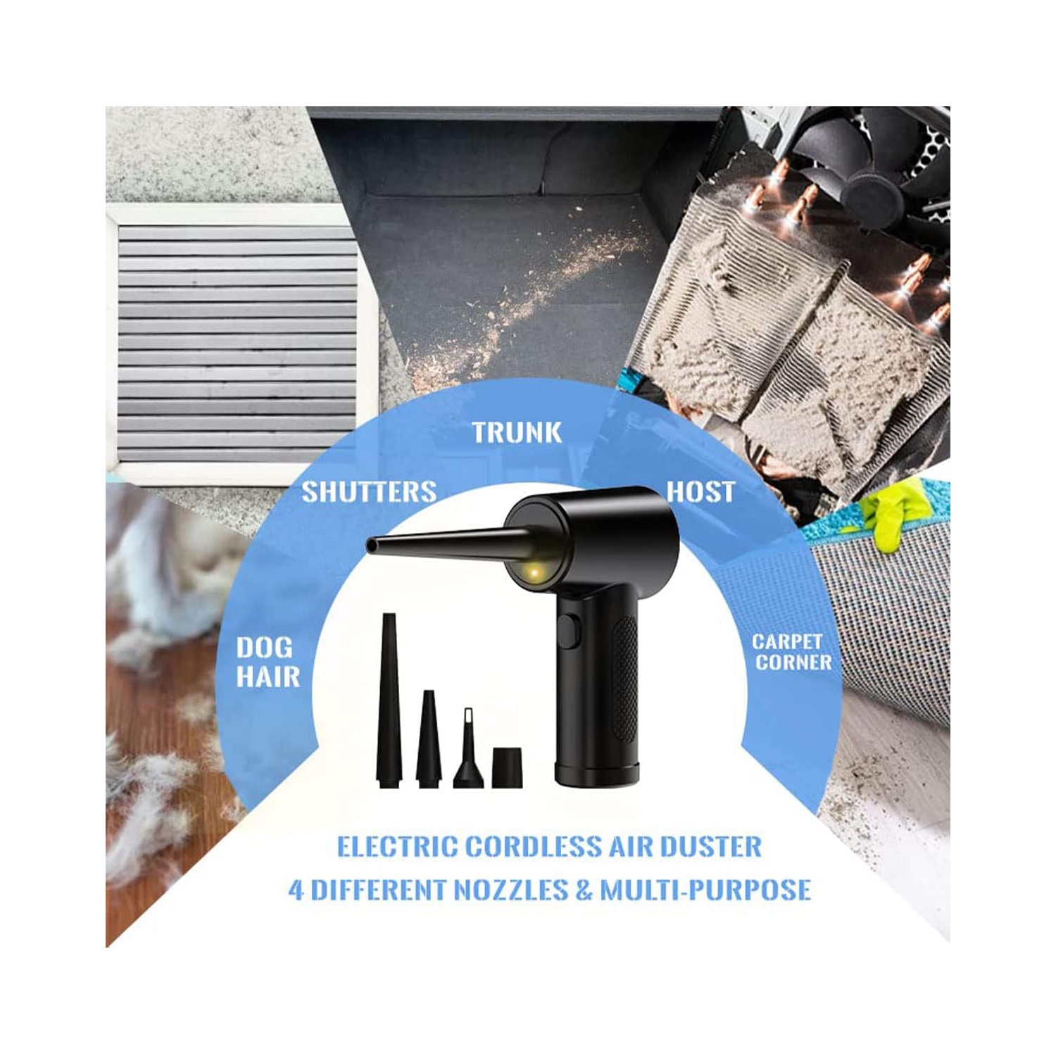 Souffleuse à poussière portative voiture portative domestique sans fil canon à poussière pour voiture aspirateur clavier ordinateur nettoyage