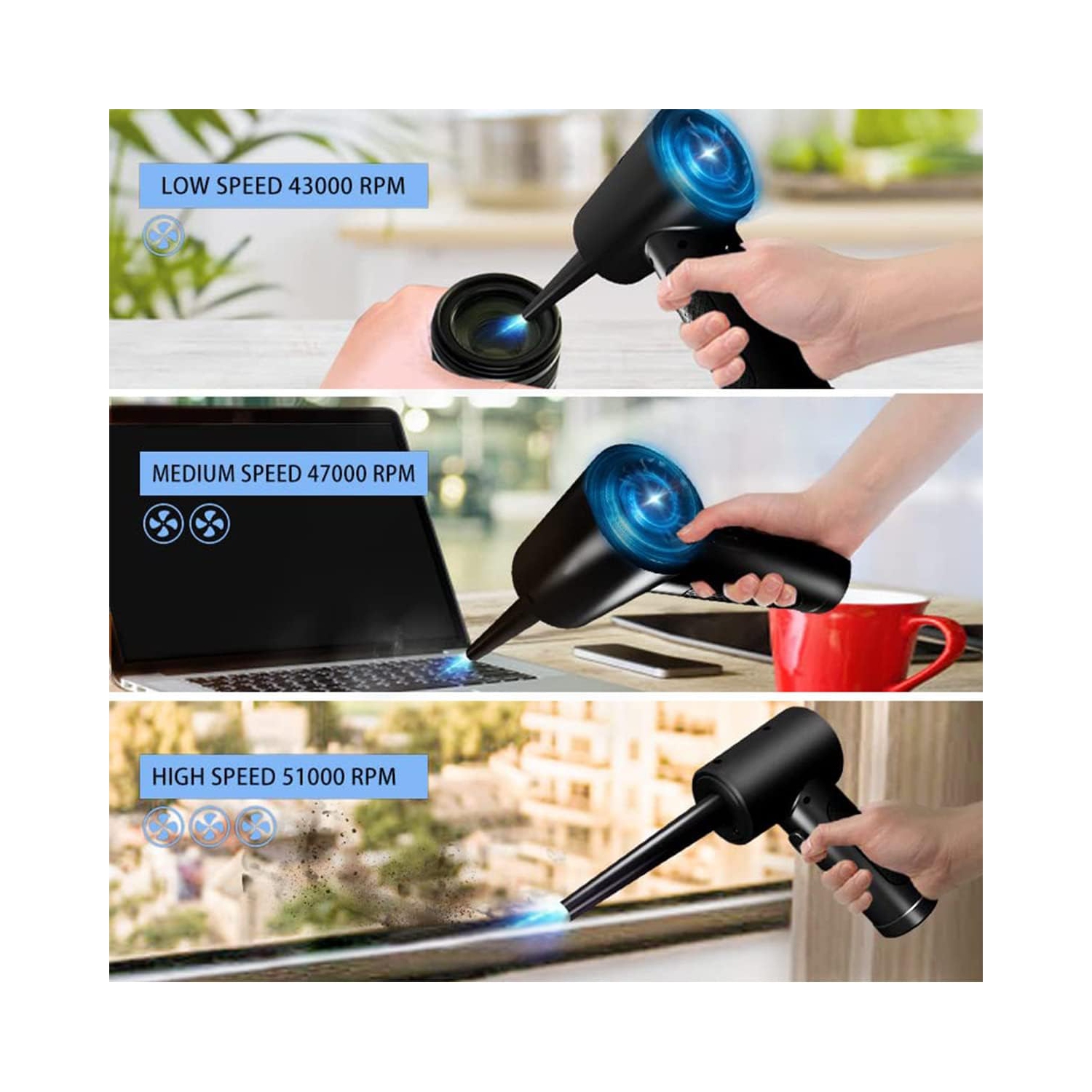 Souffleuse à poussière portative voiture portative domestique sans fil canon à poussière pour voiture aspirateur clavier ordinateur nettoyage