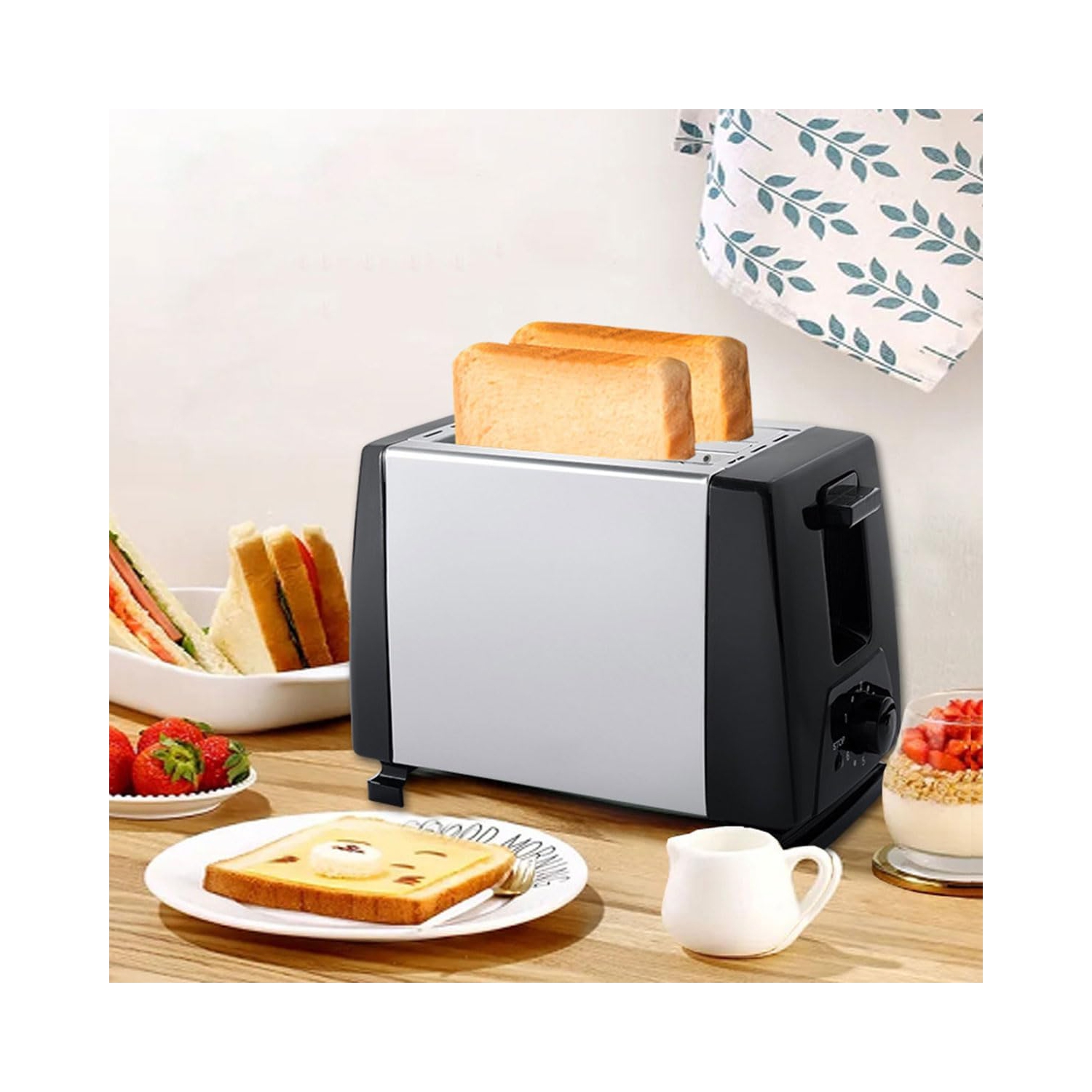 Classic Toaster with Dual Slots – Light to Crispy Settings, Heat-Resistant Design – Perfect for Apartments, Offices & Travel