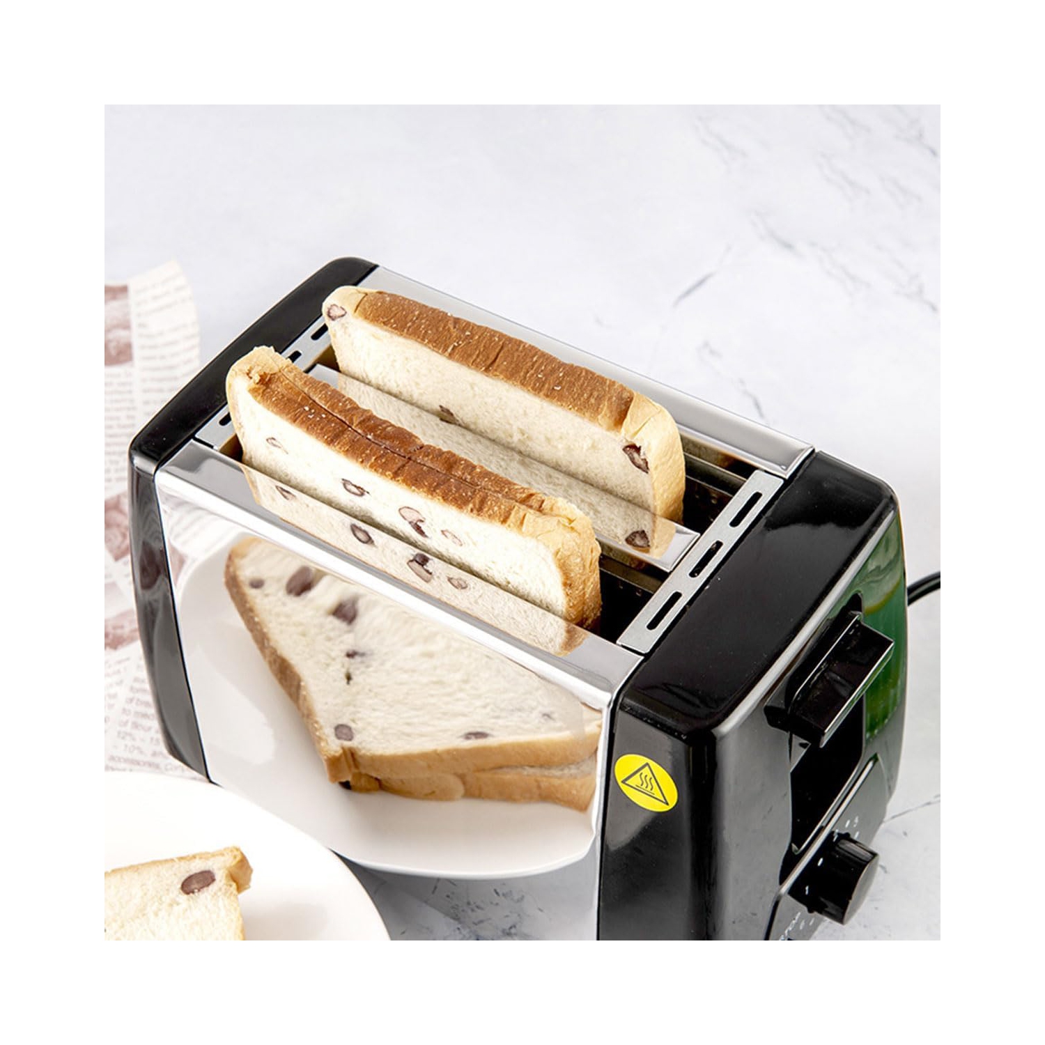 Classic Toaster with Dual Slots – Light to Crispy Settings, Heat-Resistant Design – Perfect for Apartments, Offices & Travel