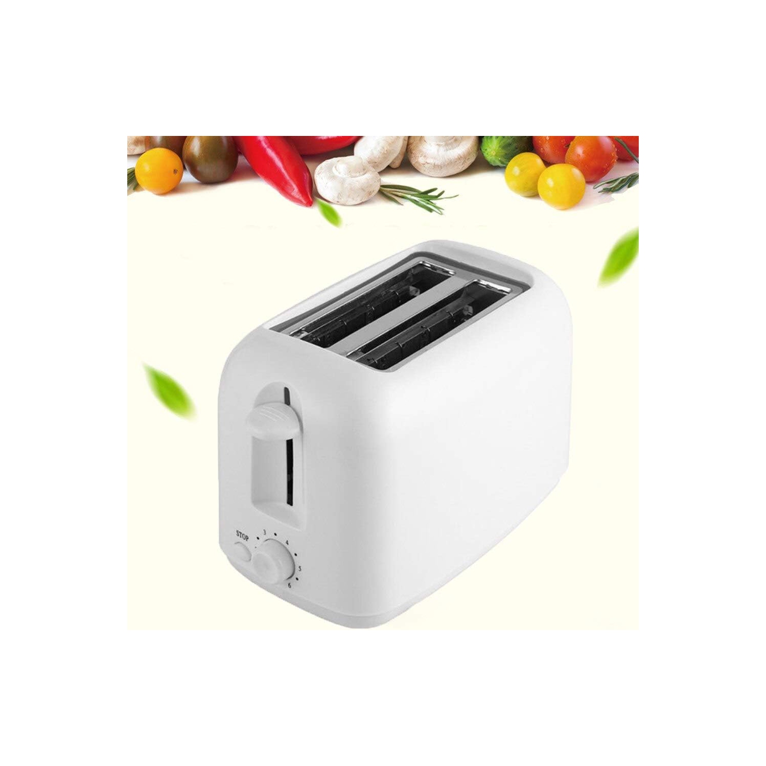 2-Slice Toaster with Adjustable Browning Control – Dual Slots, Cancel Function & Non-Slip Feet – Compact for Dorms, RVs & Small Kitchens