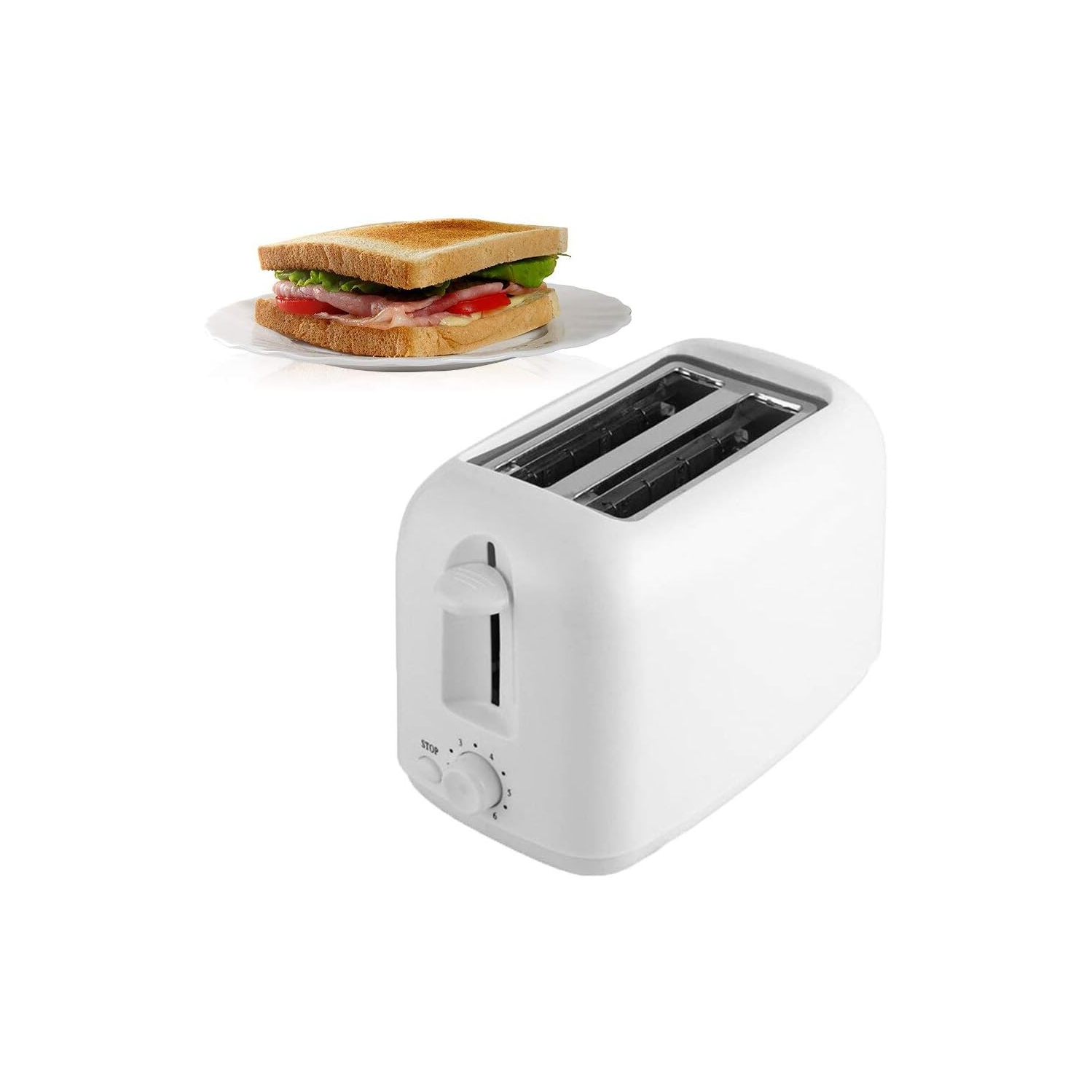 2-Slice Toaster with Adjustable Browning Control – Dual Slots, Cancel Function & Non-Slip Feet – Compact for Dorms, RVs & Small Kitchens