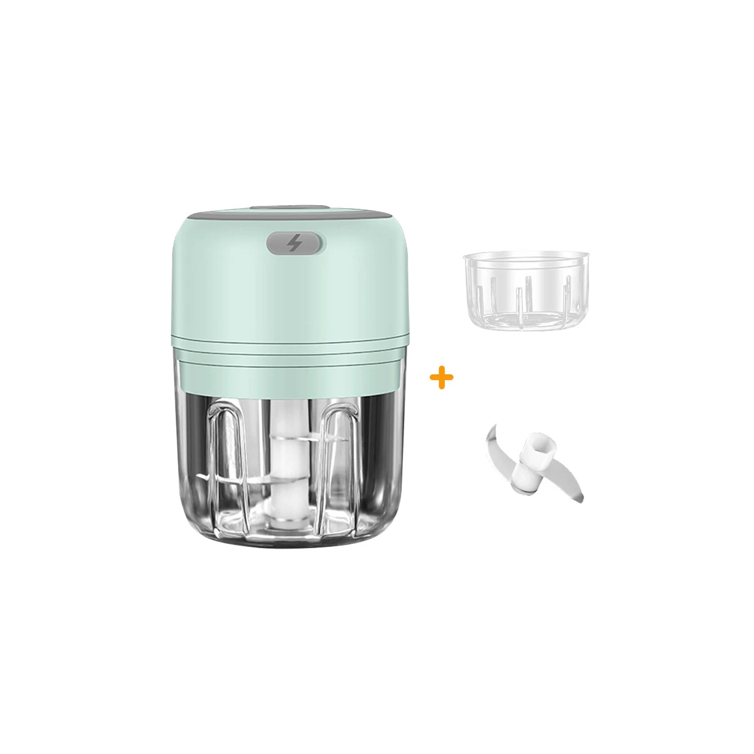 30W Mini Food Chopper - Electric Garlic Ginger Nut Crusher with Stainless Steel Blade, Double Cup, Easy Clean, USB Charging