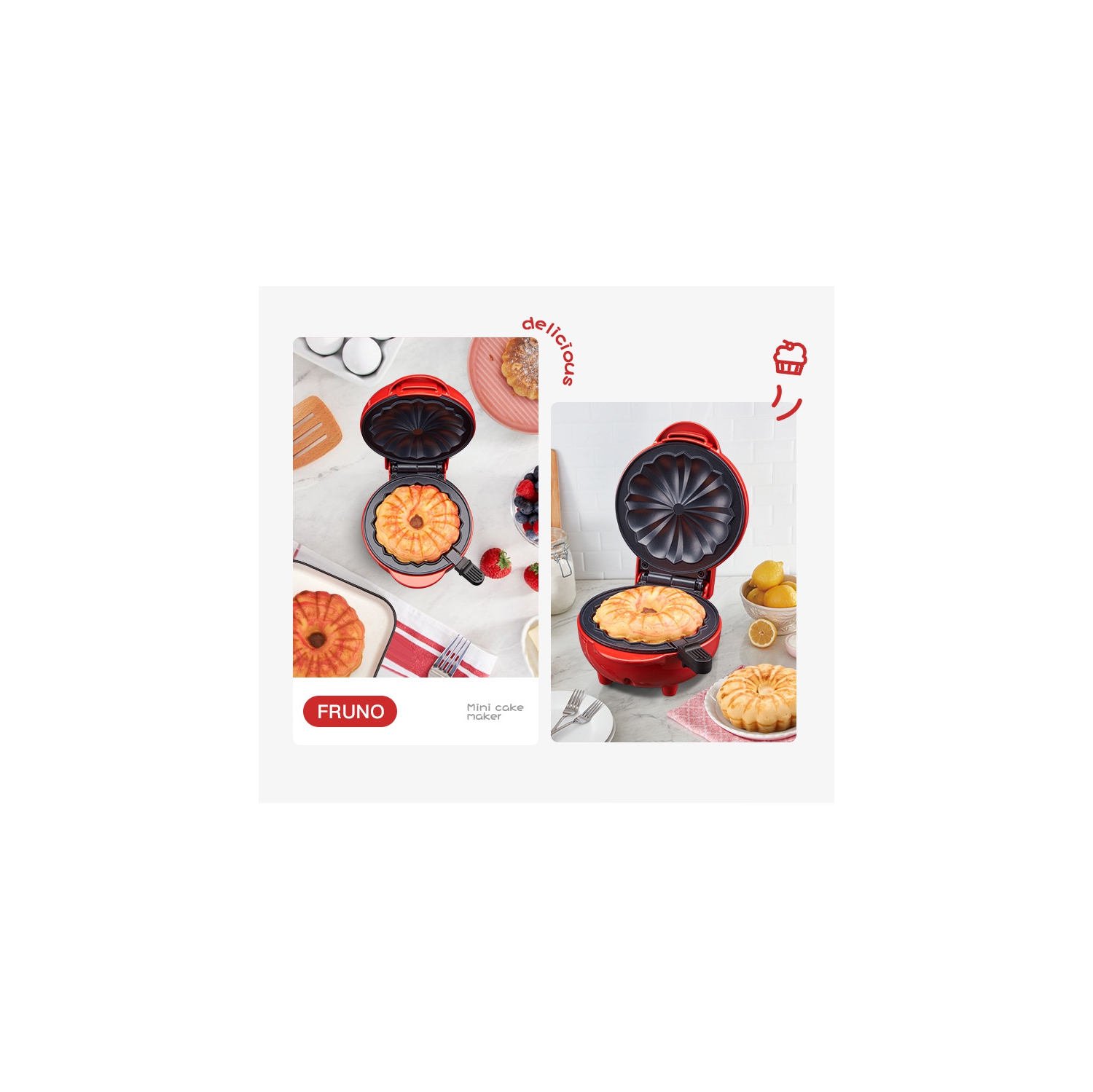 Mini cake maker – multifunctional, fast heating, versatile cooking functions, non-stick surface, easy to clean, ideal for the family