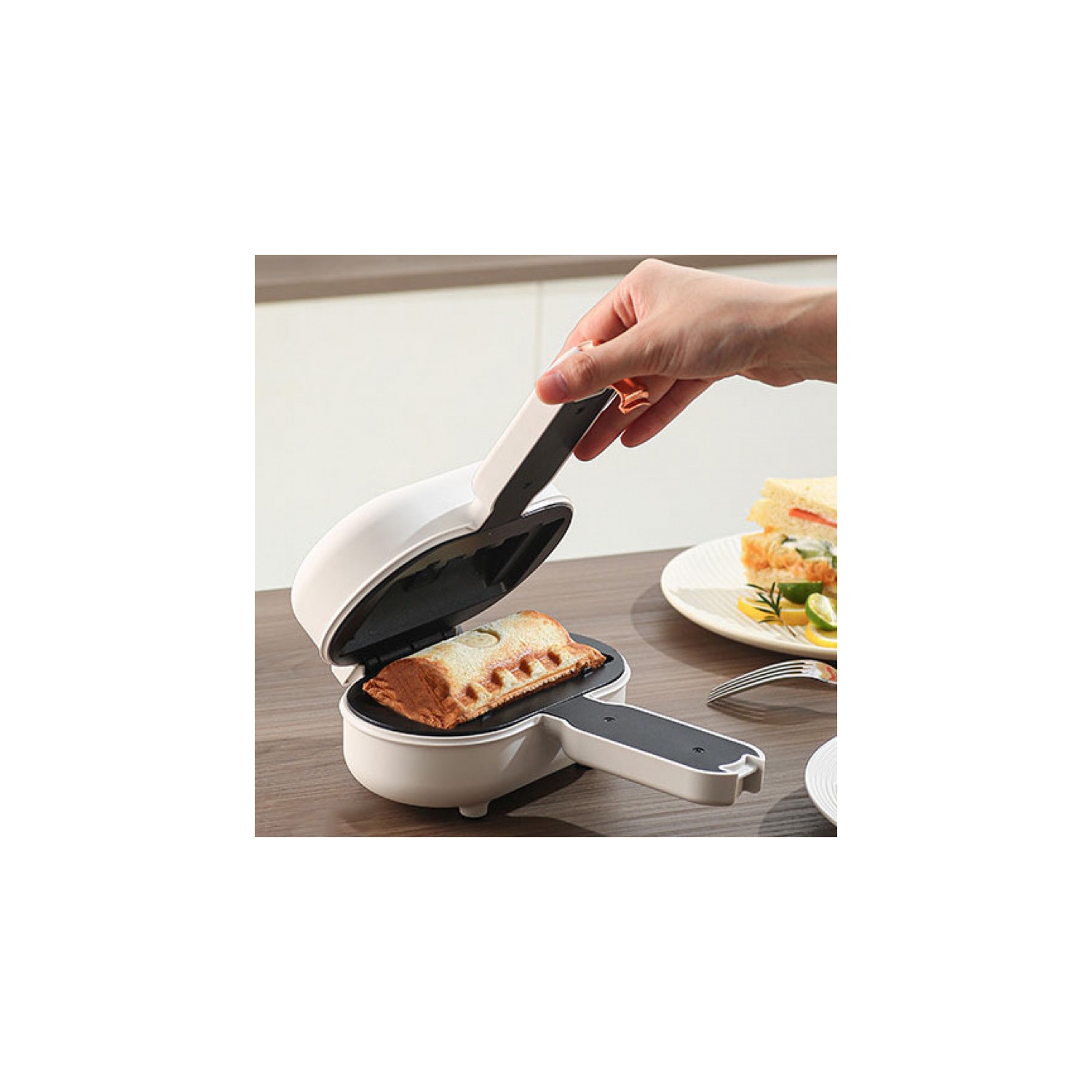 Presse à sandwich électrique compacte portative - Gage rapidement des hot-dogs, des burritos et des rôtis - Surface antiadhésive facile à nettoyer