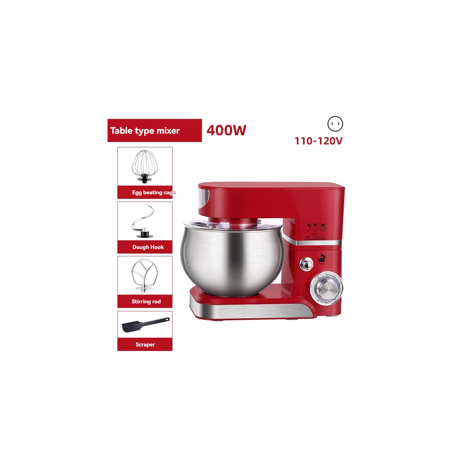 5L small fully automatic table mixer, large capacity, multi-purpose, 360-degree vertical mixing, head-up power-off protection, suitable for kneading,