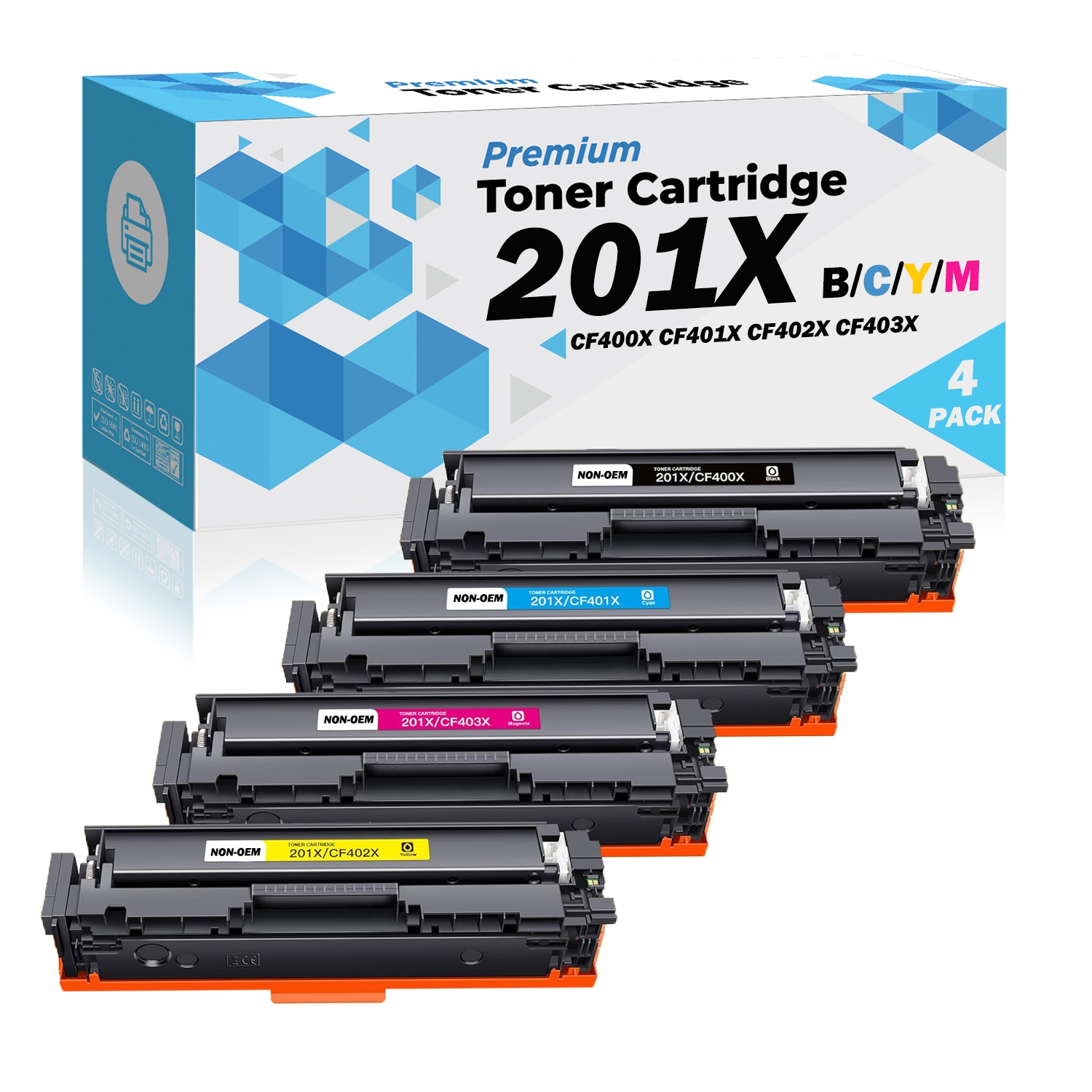 Ultra Toner® Compatible HP 201X CF400X CF401X CF402X CF403X Toner Cartridge High Yield of HP 201A CF400A Color Laserjet Pro M252 M252dw M252n M277