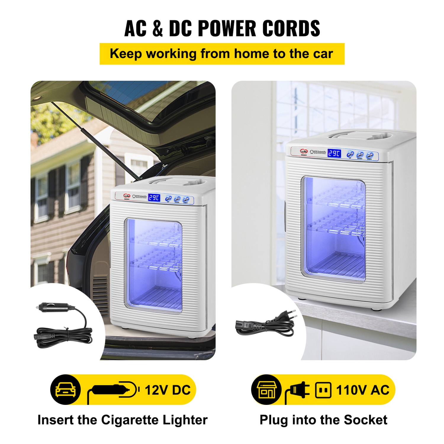 VEVOR 25L Reptile Incubator, Scientific Lab Incubator, Cooling and Heating 5 °C to 42 °C Automatic Incubator, 12V/110V White Reptile Egg Breeding