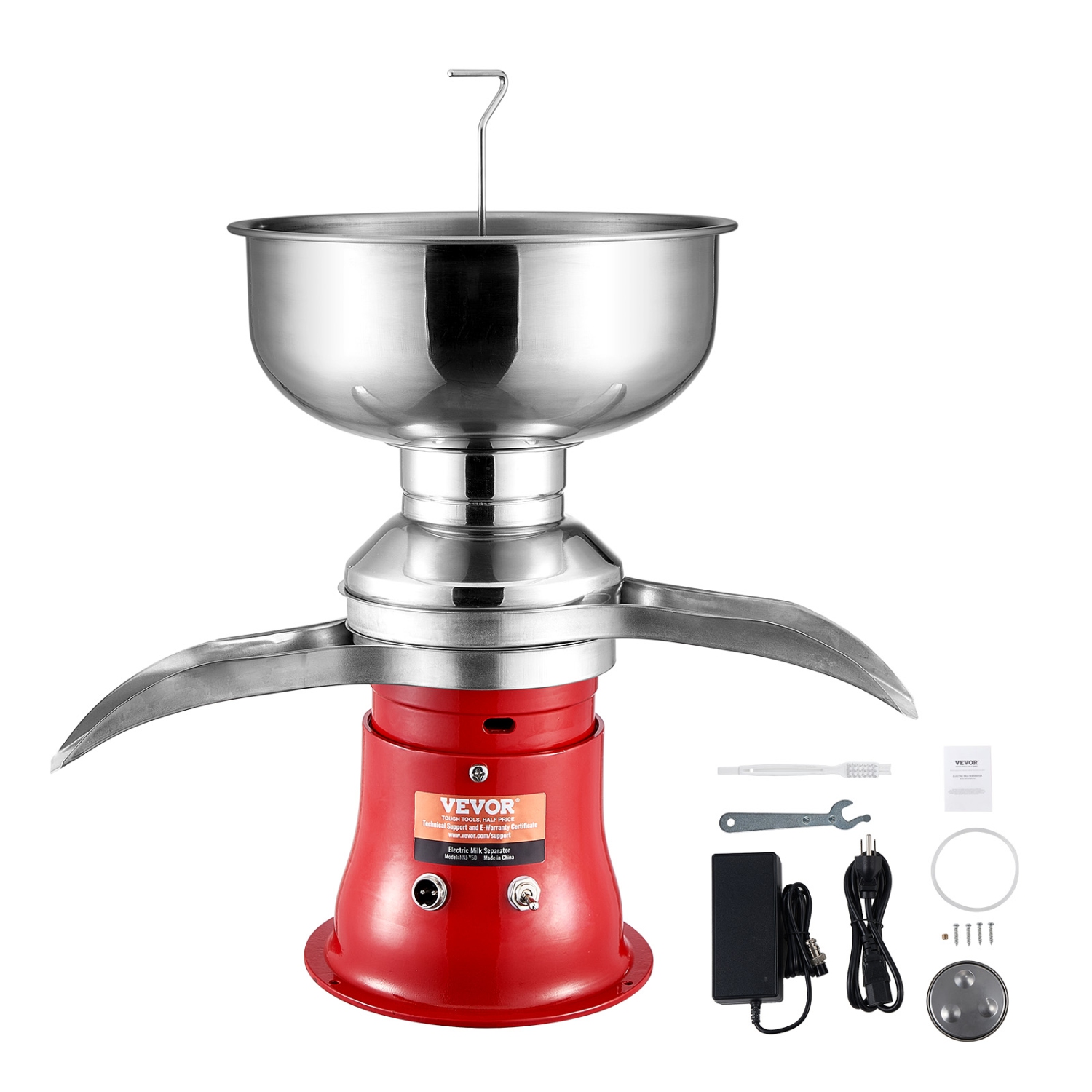 VEVOR 30W Milk Cream Centrifugal Separator, 304 Stainless Steel Electric Cream Separators, 100L/H Output 10500RPM Goat Milk Separator, Milk Skimmer