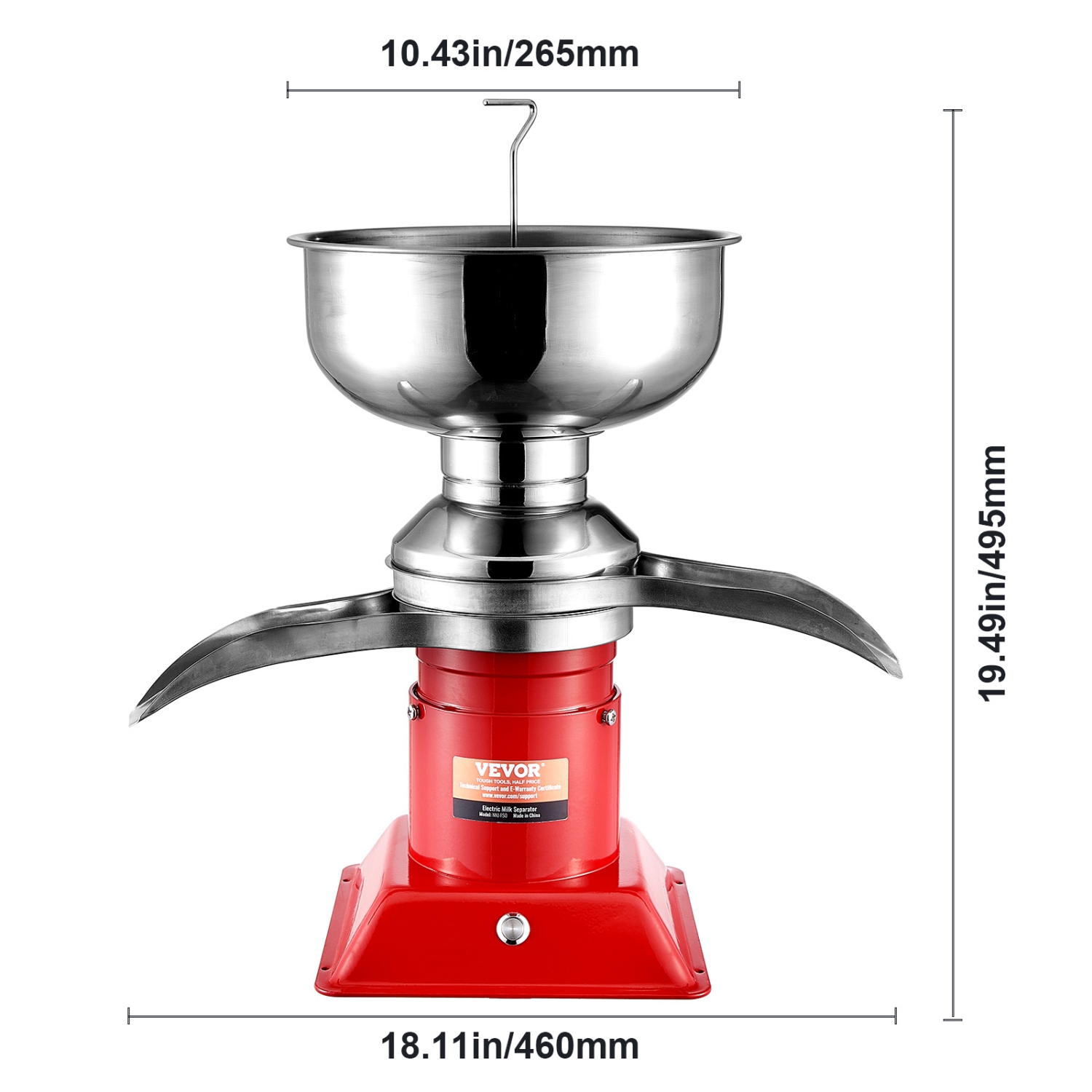VEVOR 30W Milk Cream Centrifugal Separator, 304 Stainless Steel Electric Cream Separators, 100L/H Output 10500RPM Goat Milk Separator, Milk Skimmer