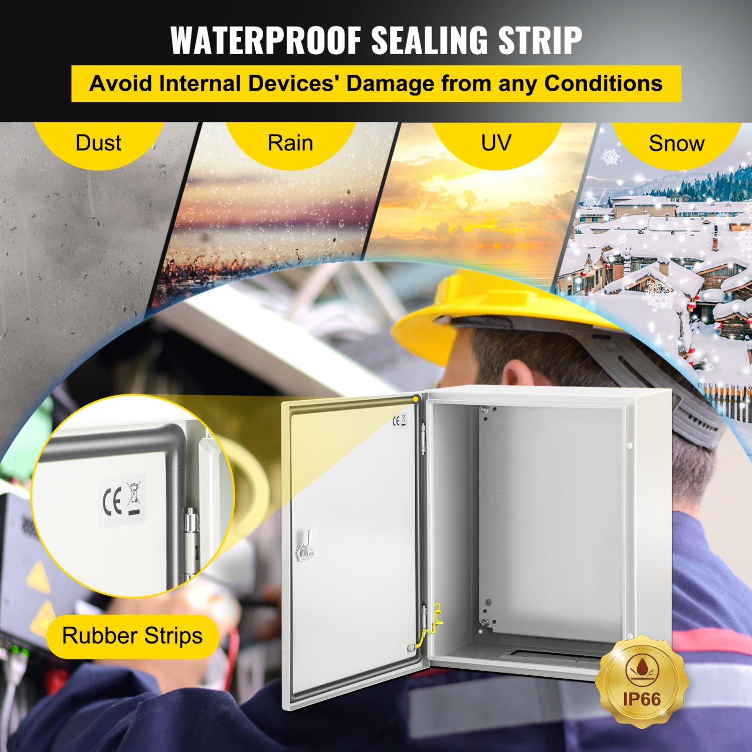 Boîtier en acier VEVOR NEMA 20 x 16 x 10&nbsp;po, boîtier électrique en acier NEMA 4X, étanche et hermétique à la poussière IP66, boîte de jonction