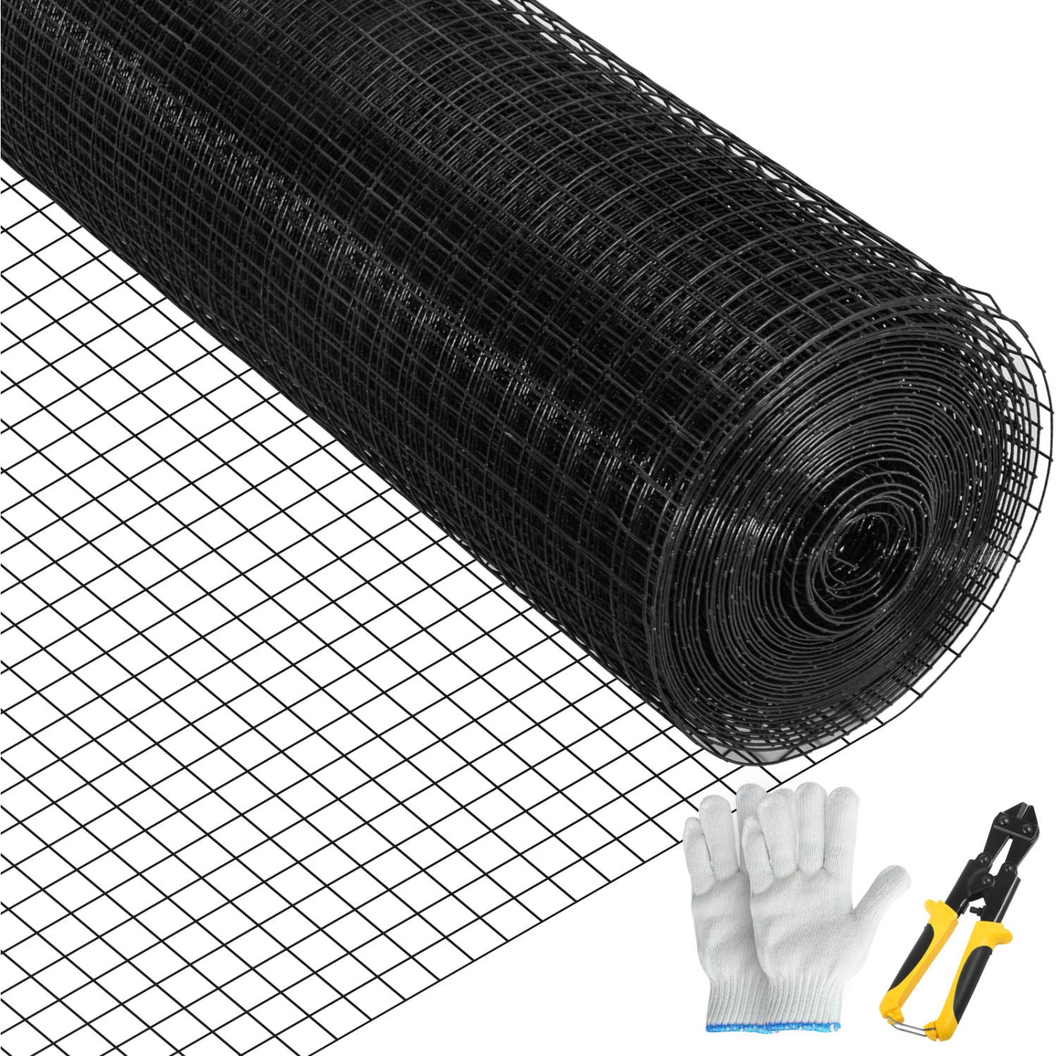 VEVOR 24" x50' & 1"x1" Hardware Cloth, Mesh Size, Galvanized Steel Vinyl Coated 16 Gauge Welded Wire with A Cutting Plier & A Pair of Fabric Gloves,